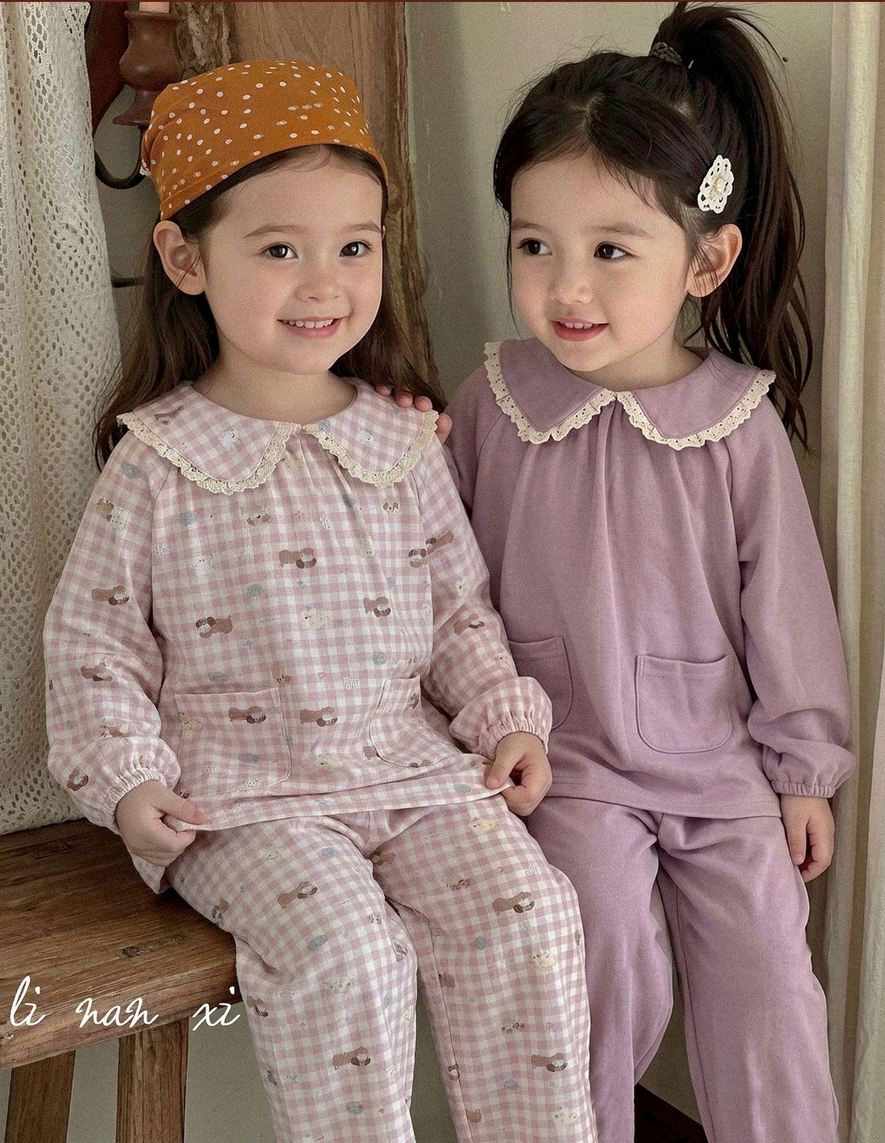 Homewear cổ sen viền ren pupple
