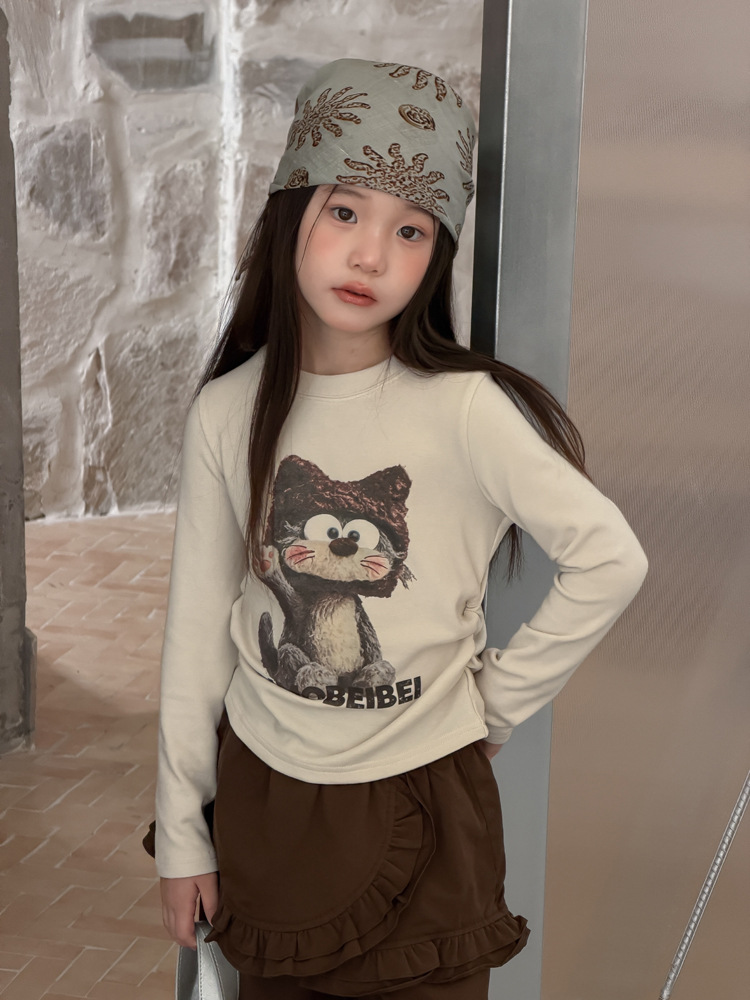 Áo thun AMBB mèo Aimobeibei màu kem