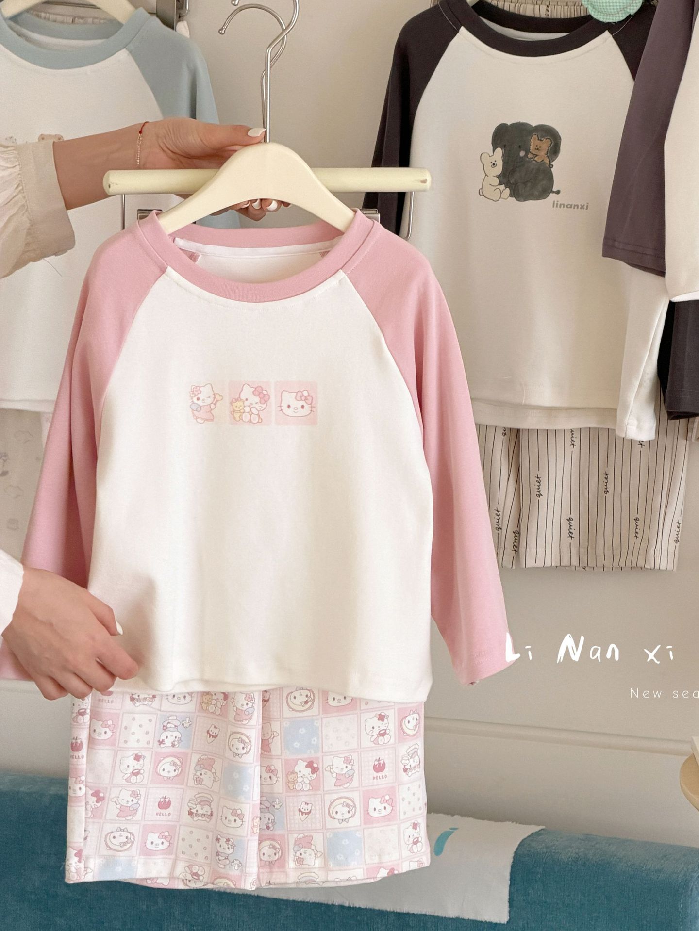 Homewear Linanxi raglan Kitty hồng
