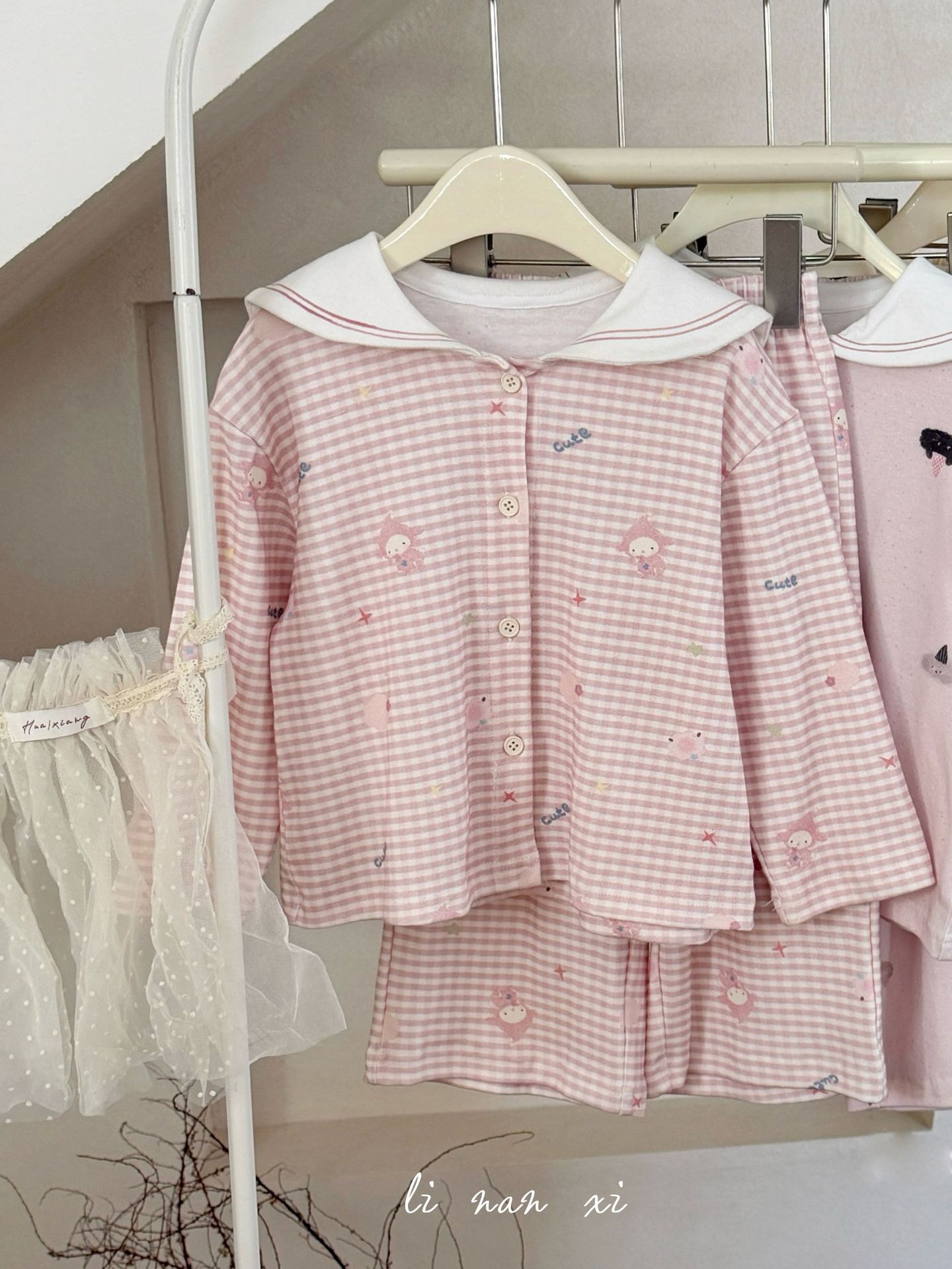 Homewear Pyjama Linanxi cừu cute caro hồng