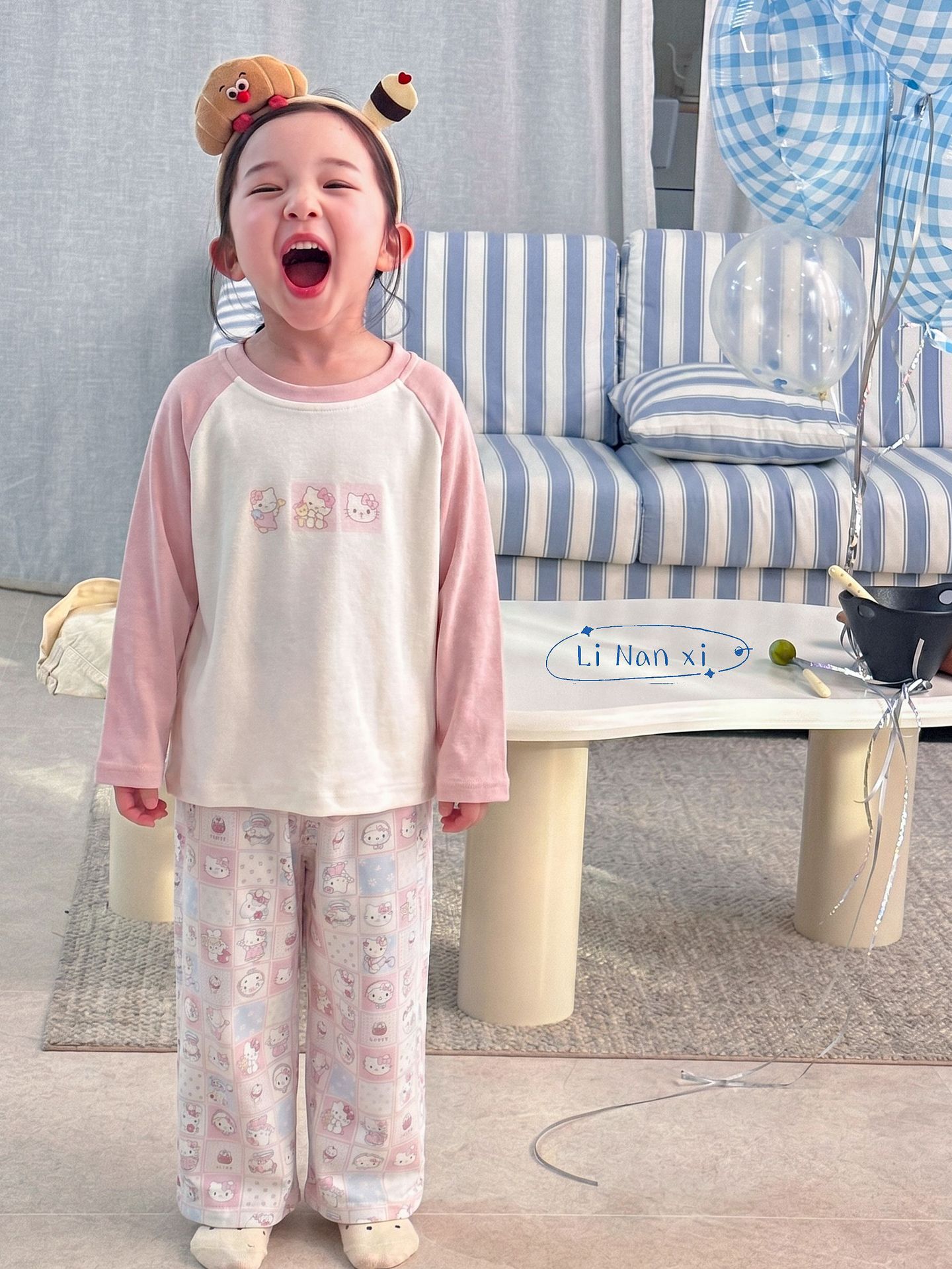 Homewear Linanxi raglan Kitty hồng