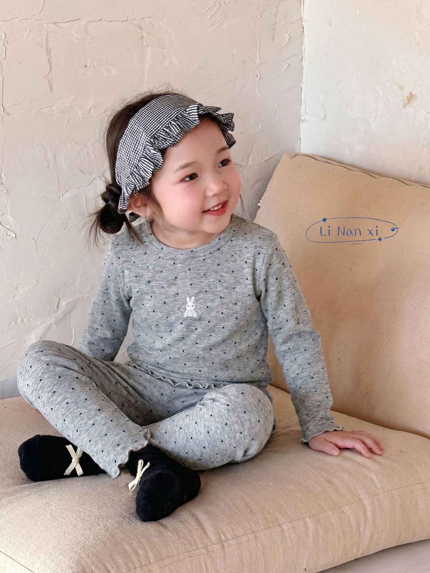 Homewear Linanxi viền sóng chấm bi