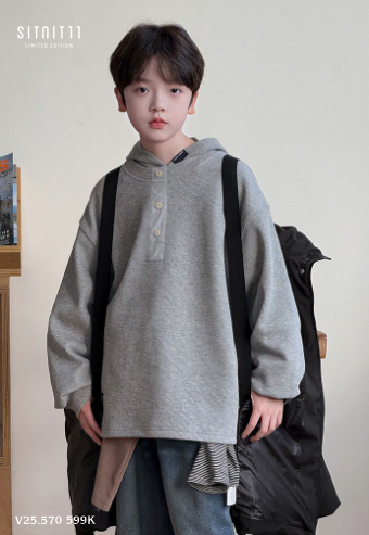 Áo nỉ MOLI xám 3 cúc