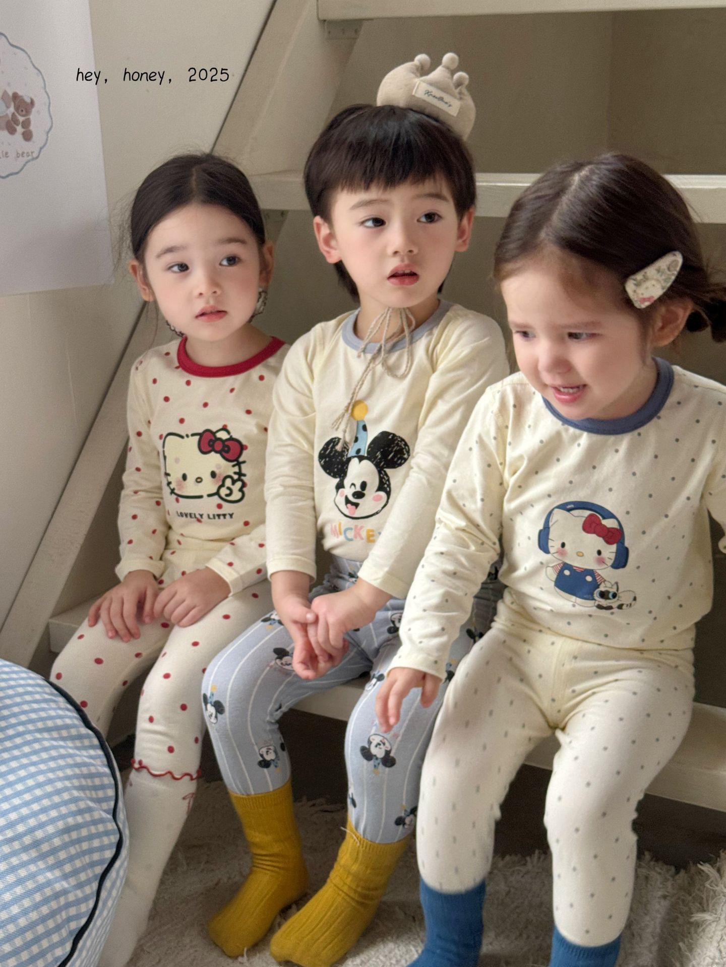 Bộ homewear Hey Honey Kitty chấm bi xanh HAC