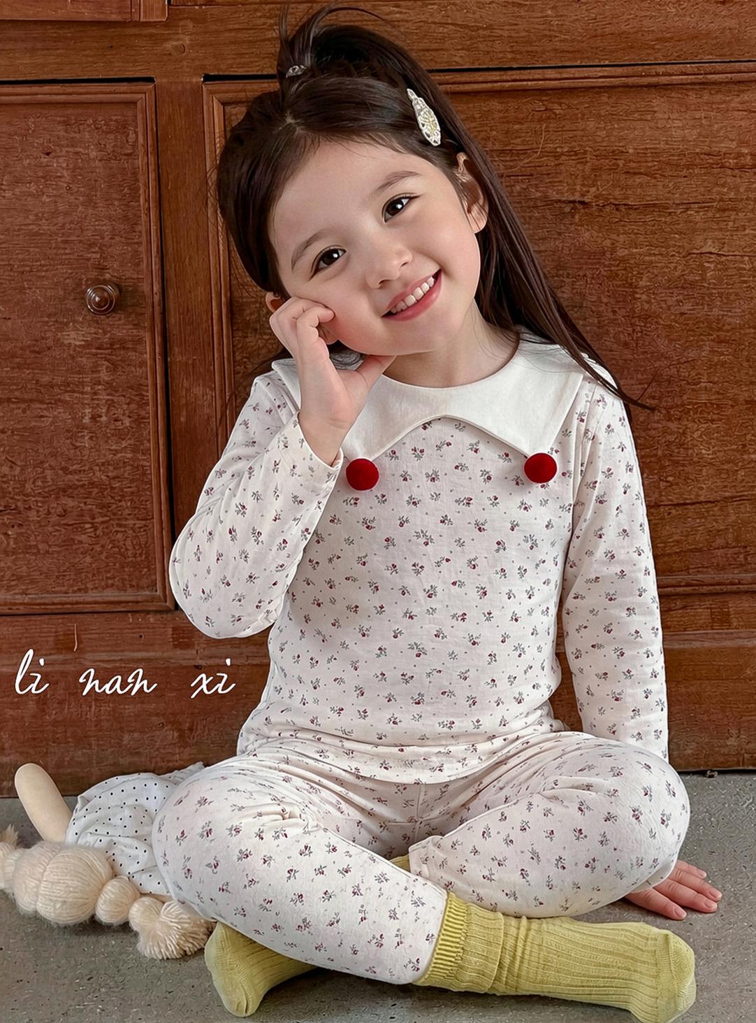 Homewear Linanxi bông đỏ hoa nhí