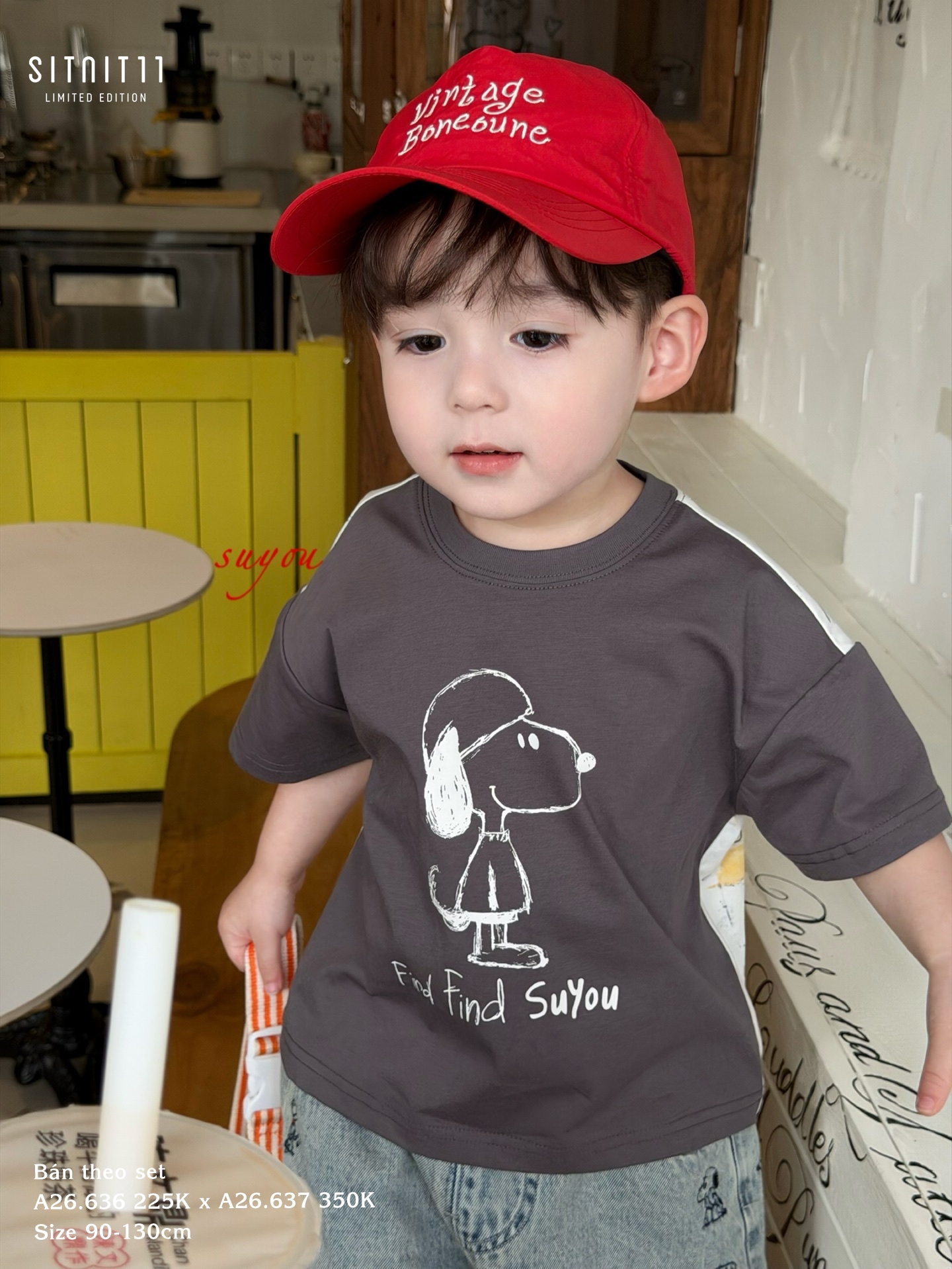 find find Suyou - Áo phông Snoopy xám nâu 582135