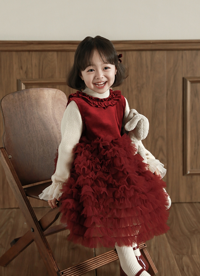 Đầm YOYO princess tutu đỏ cổ bèo 9912