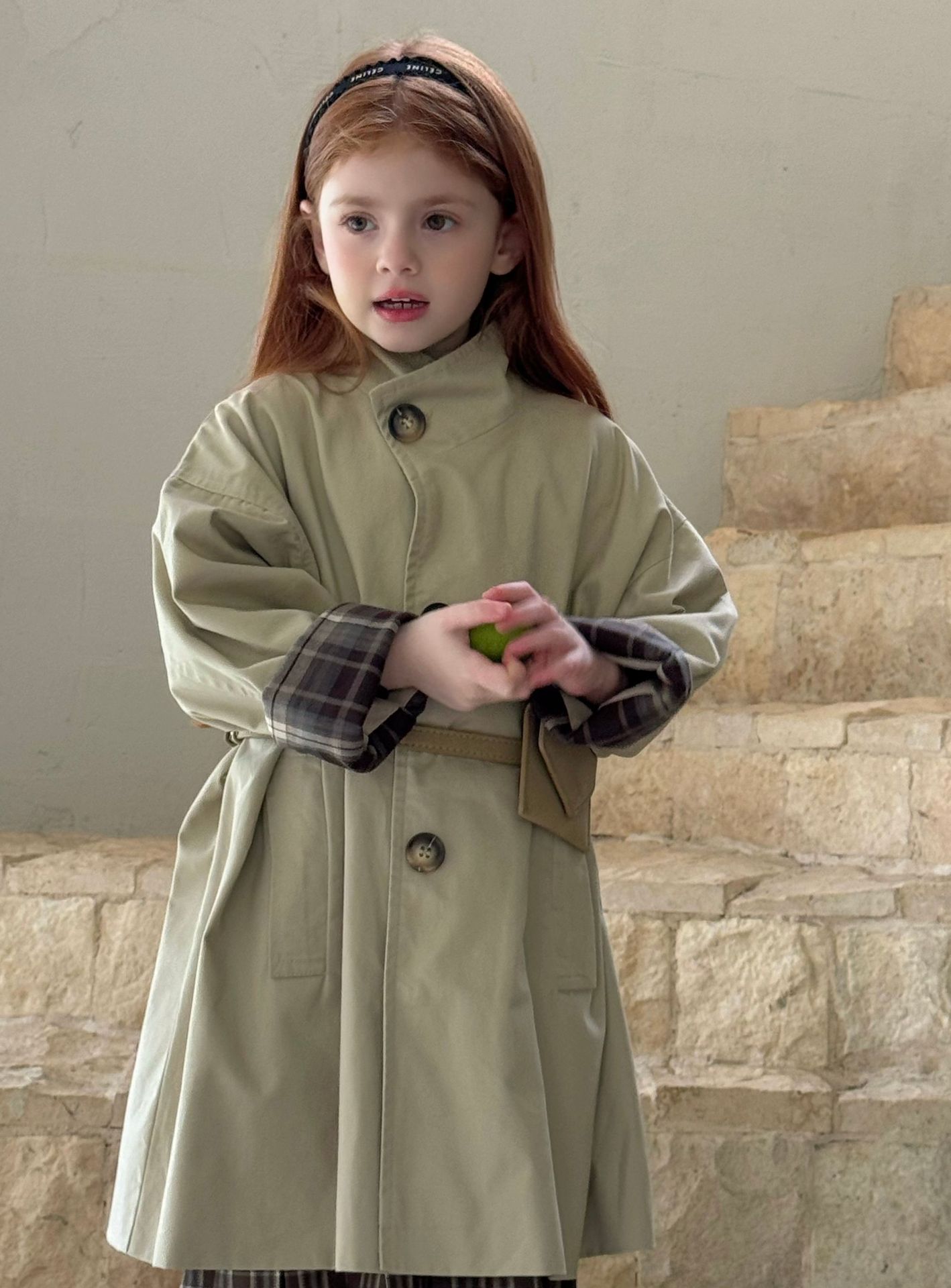 Áo khoác Trench coat mix plaid Otaly