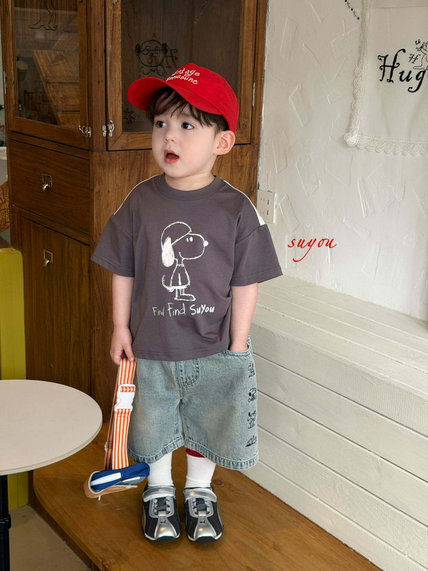 BTS find find Suyou - Áo phông Snoopy xám nâu 582135