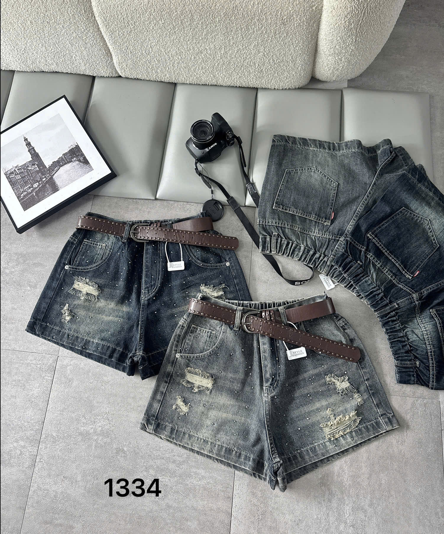 Quần short jean bigsize T-QSJ1334 hai tông wash với mặt trước và mặt sau