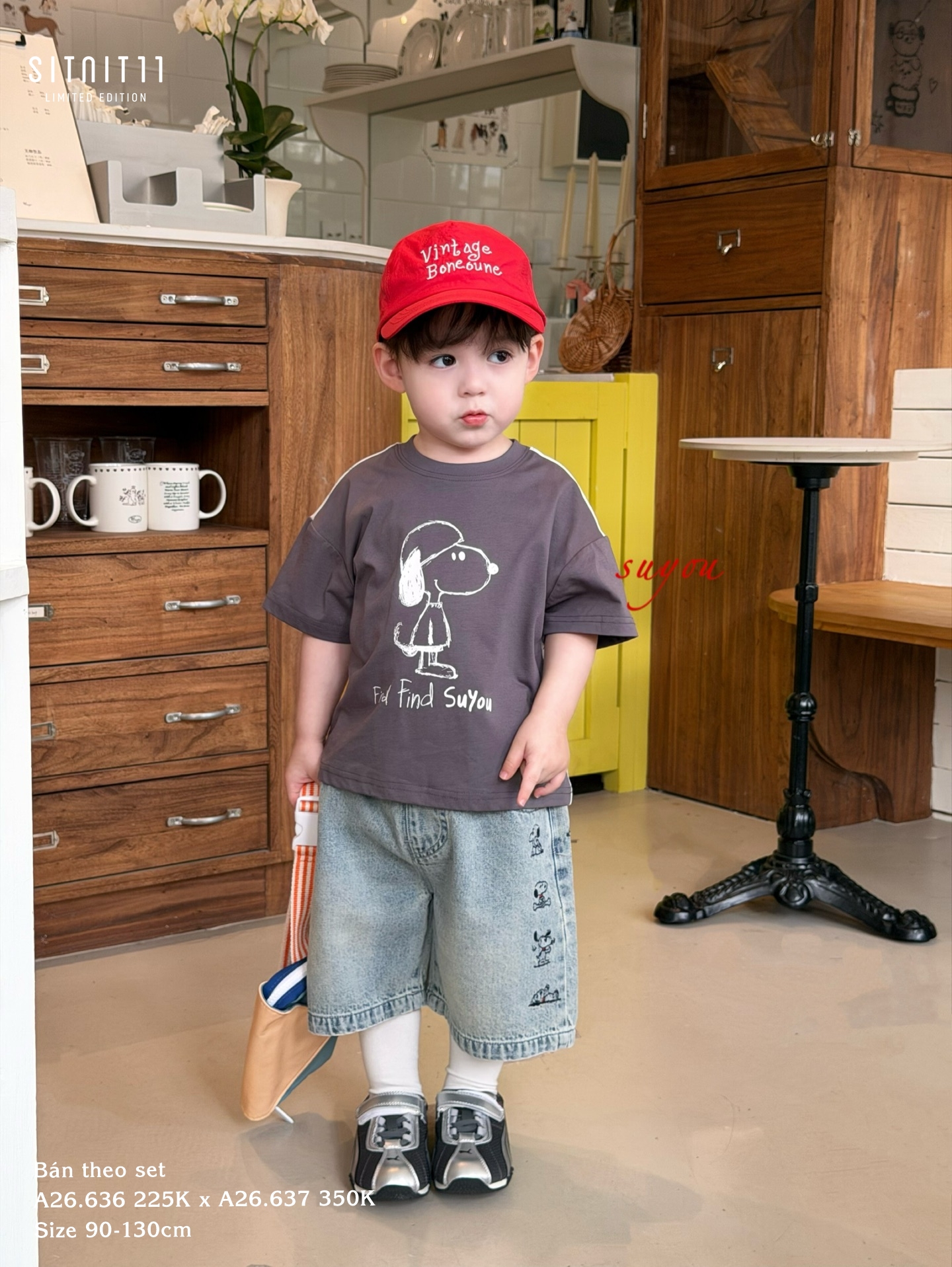 find find Suyou - Áo phông Snoopy xám nâu 582135