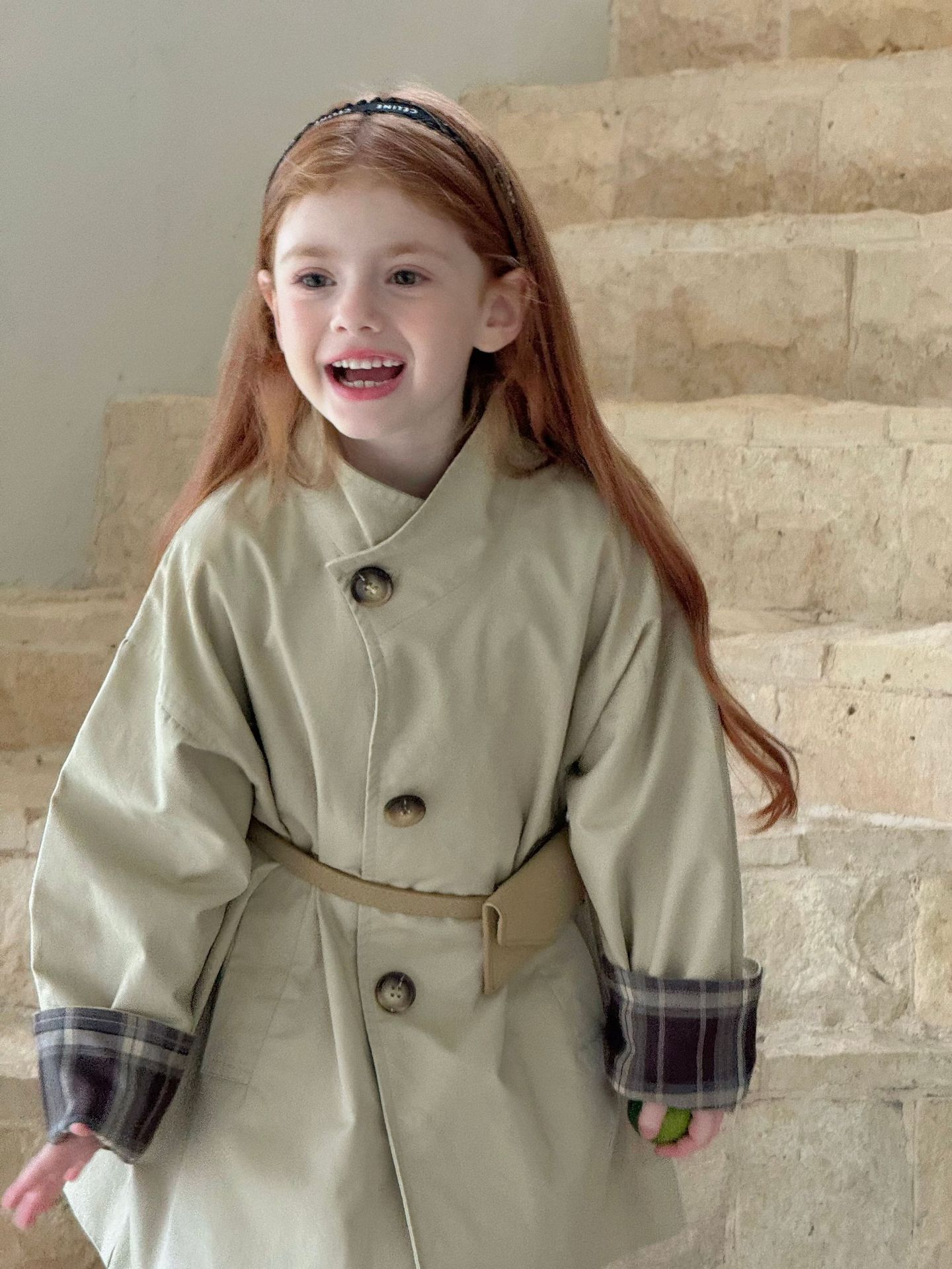 Áo khoác Trench coat mix plaid Otaly