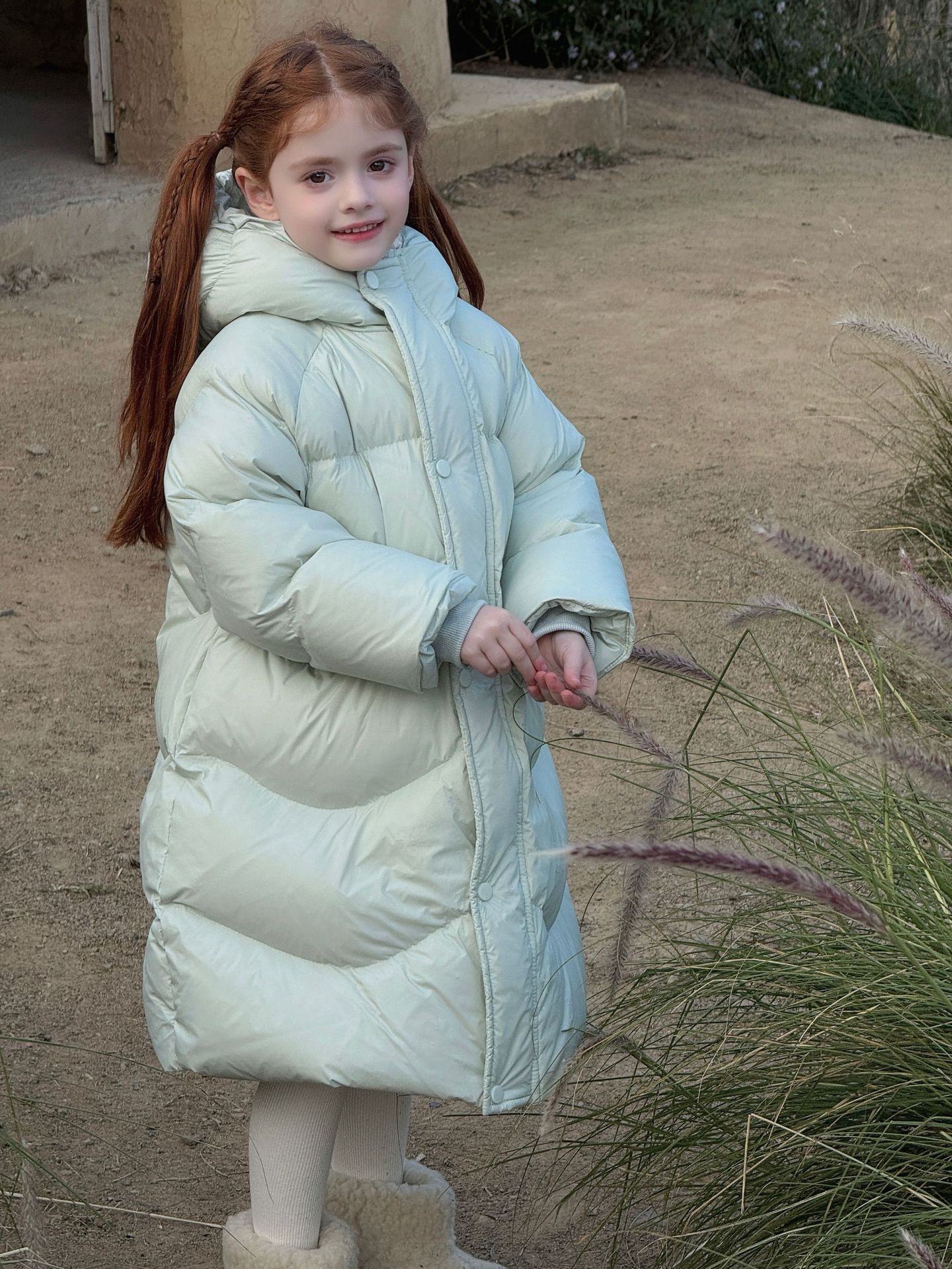 Áo phao lông vũ xanh mint Otaly - - 130cm