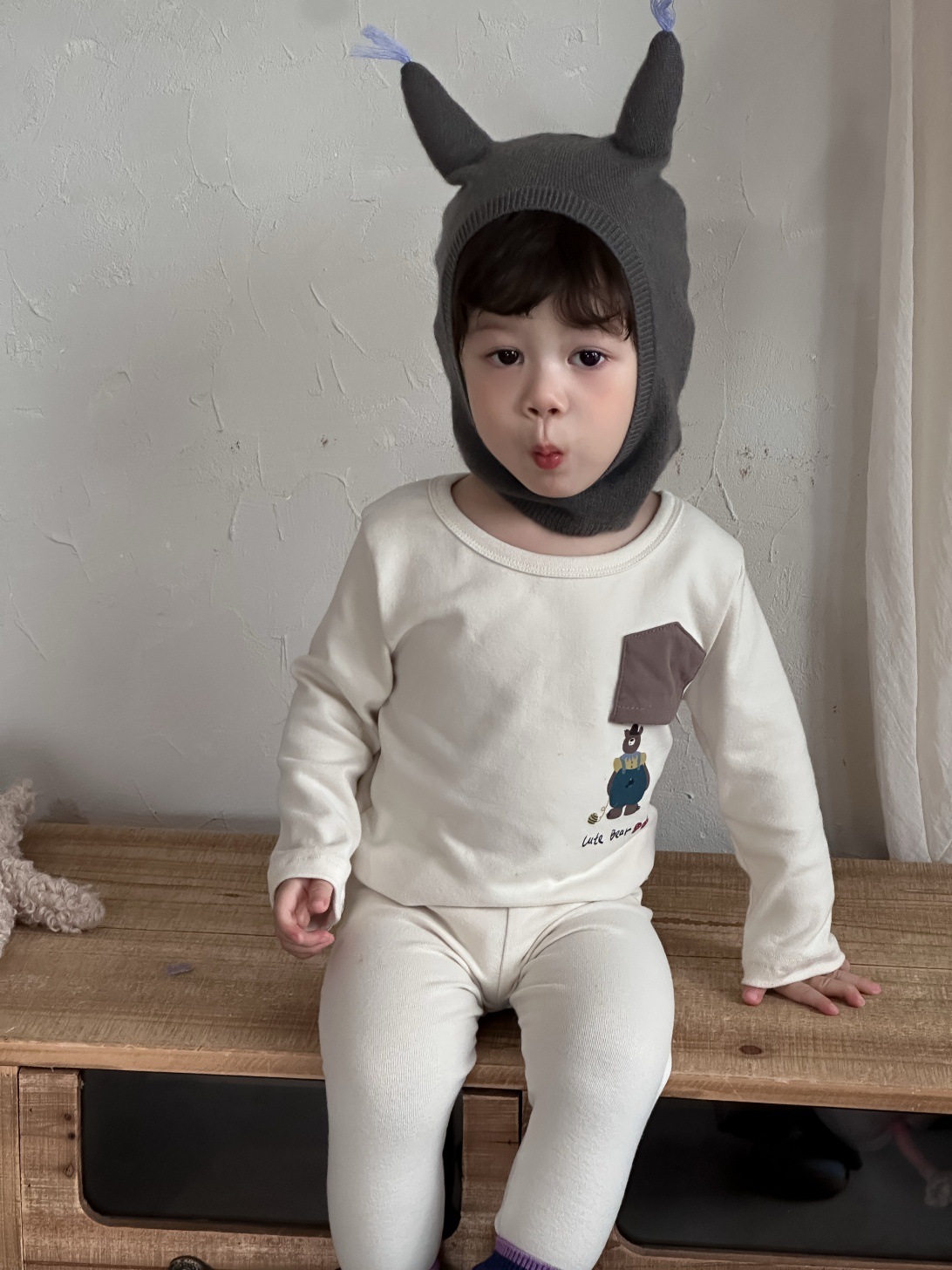 Bộ homewear TLK cute Bear túi nâu