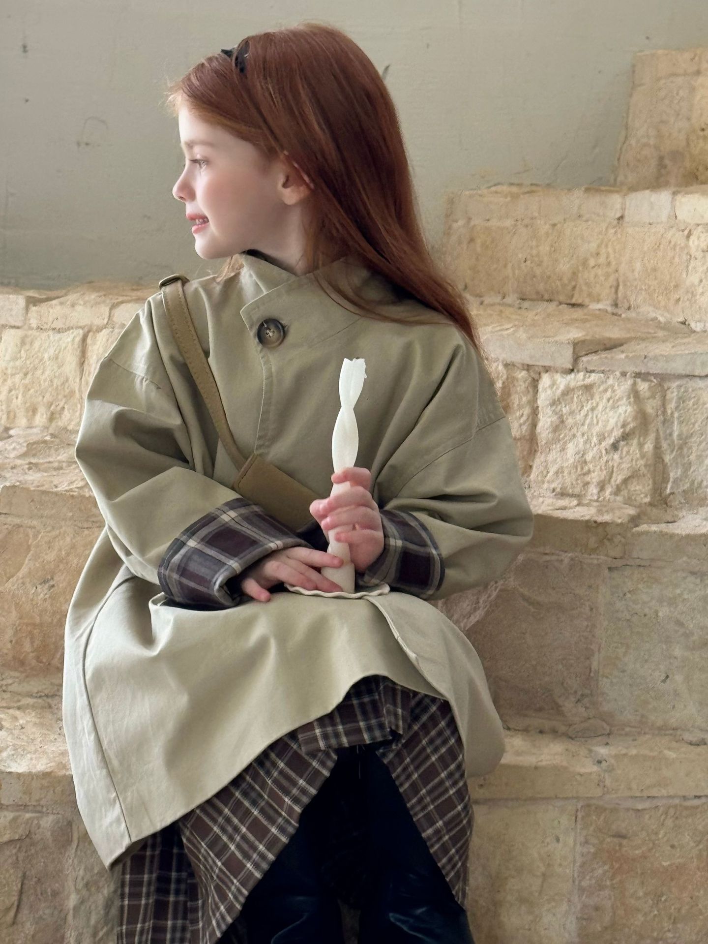 Áo khoác Trench coat mix plaid Otaly