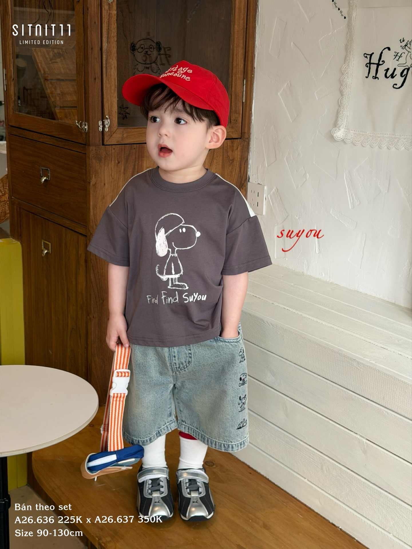 find find Suyou - Áo phông Snoopy xám nâu 582135