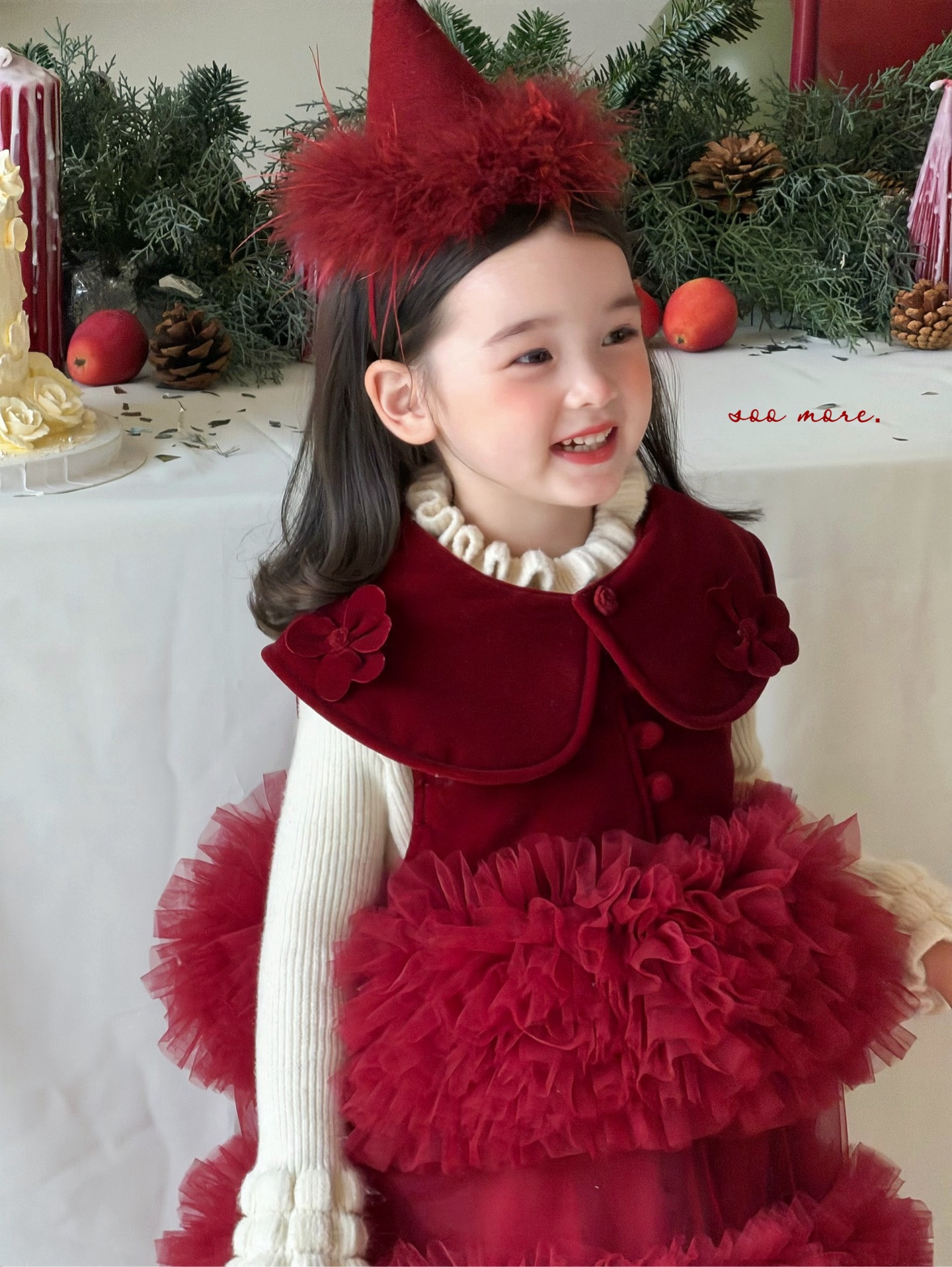 Bán theo set - Soo More Dresses Red Tutu Bloom Over + wool T