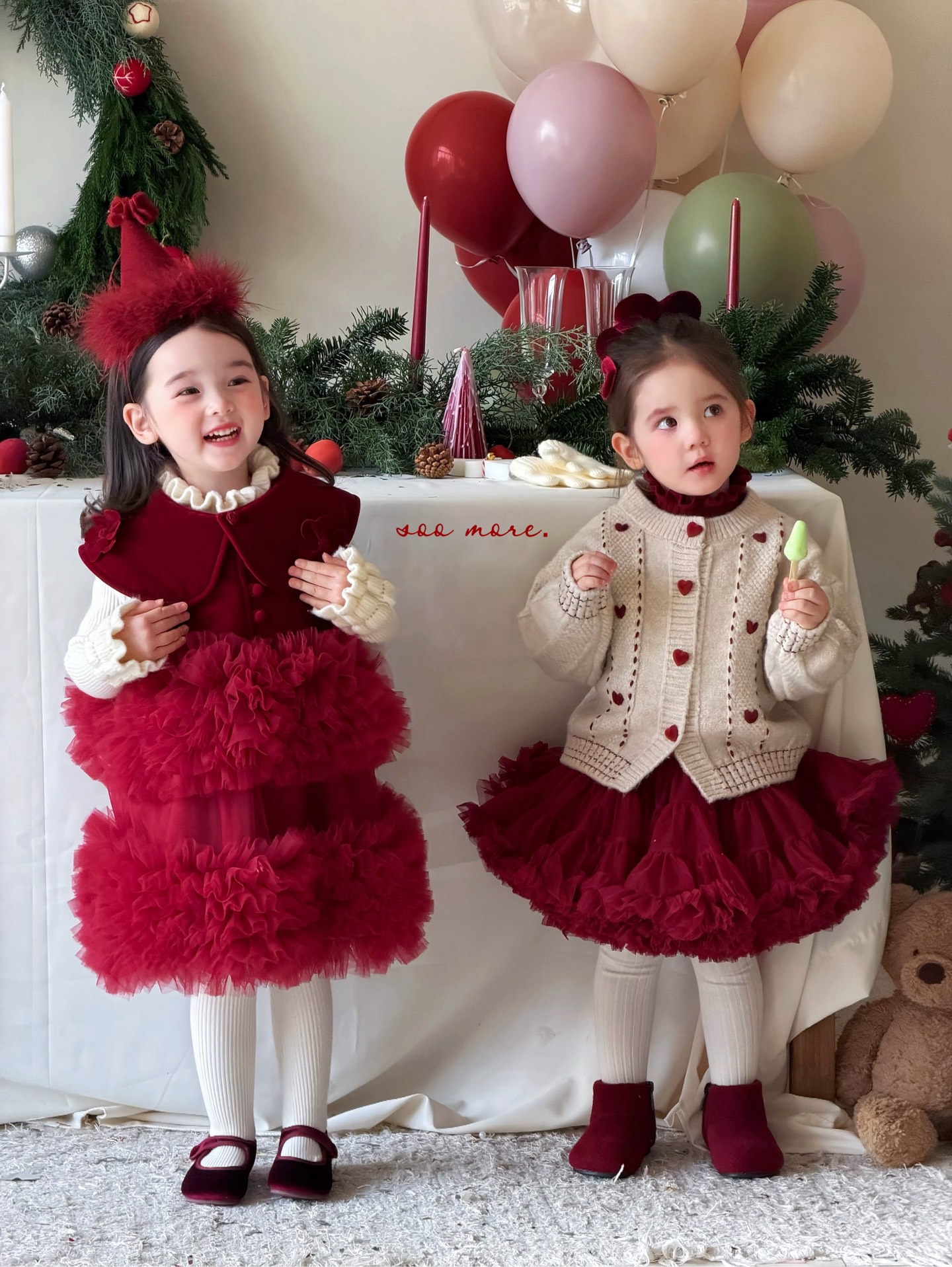 Bán theo set - Soo More Dresses Red Tutu Bloom Over + wool T