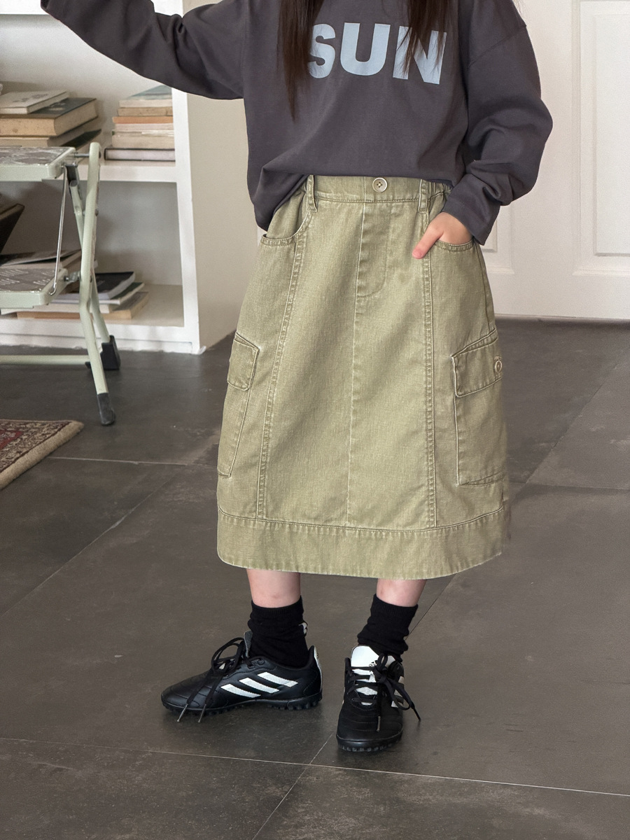 Váy AMBB dáng dài kaki xanh 4124