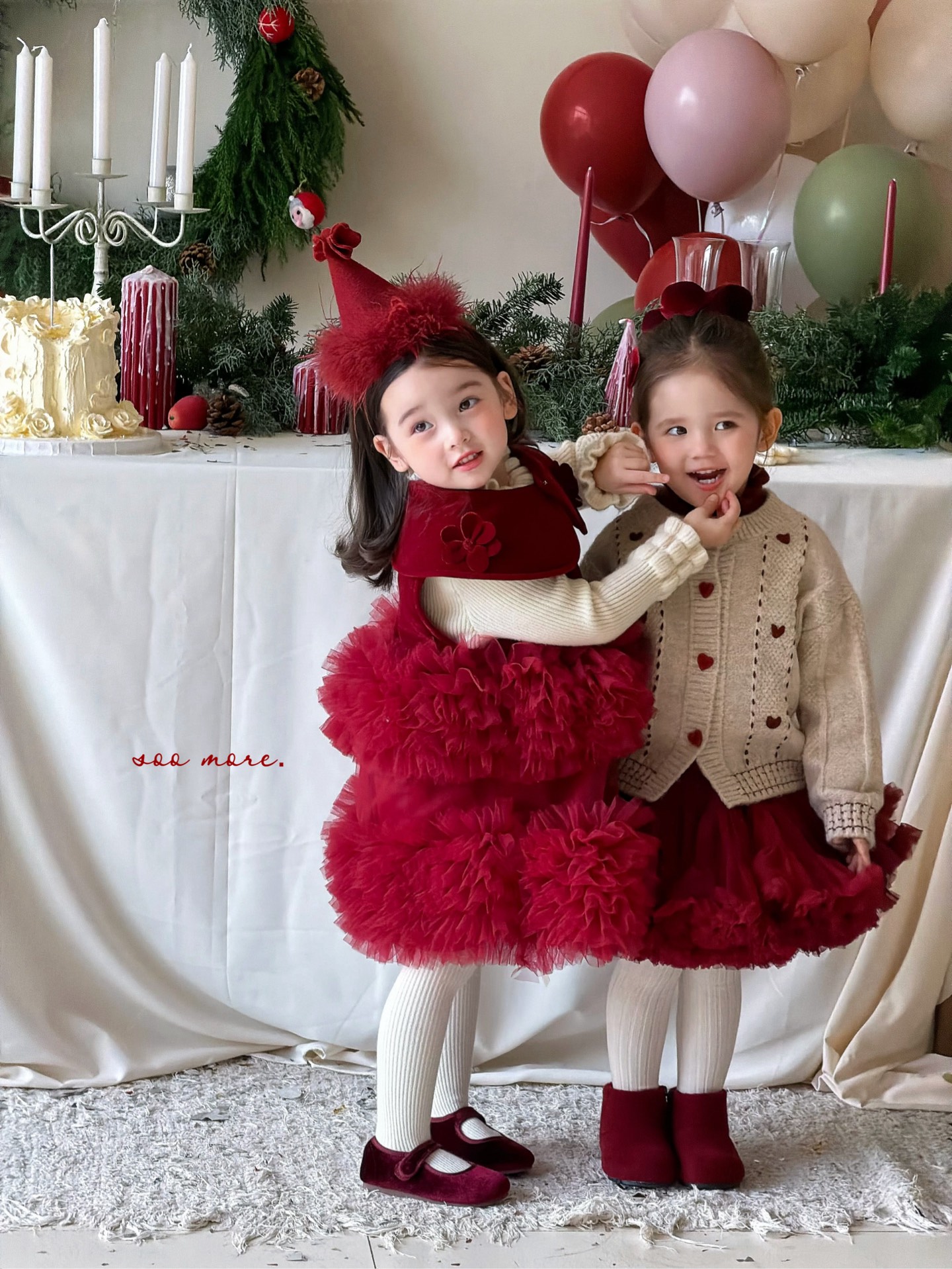 Bán theo set - Soo More Dresses Red Tutu Bloom Over + wool T