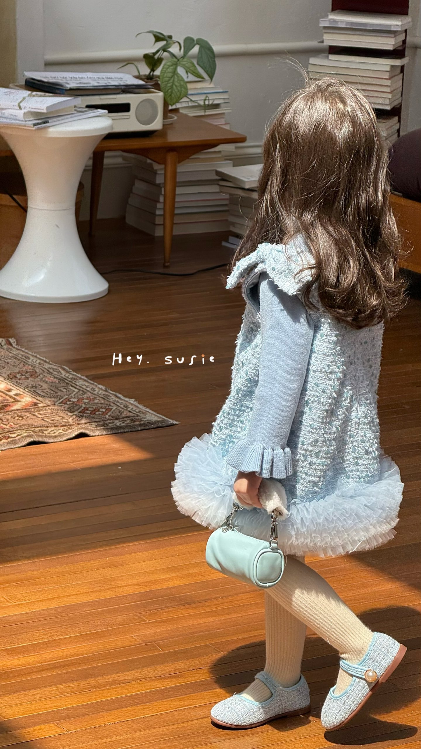 Hey Susie - Áo len xanh bán cùng set Đầm Xiao Qi Ji