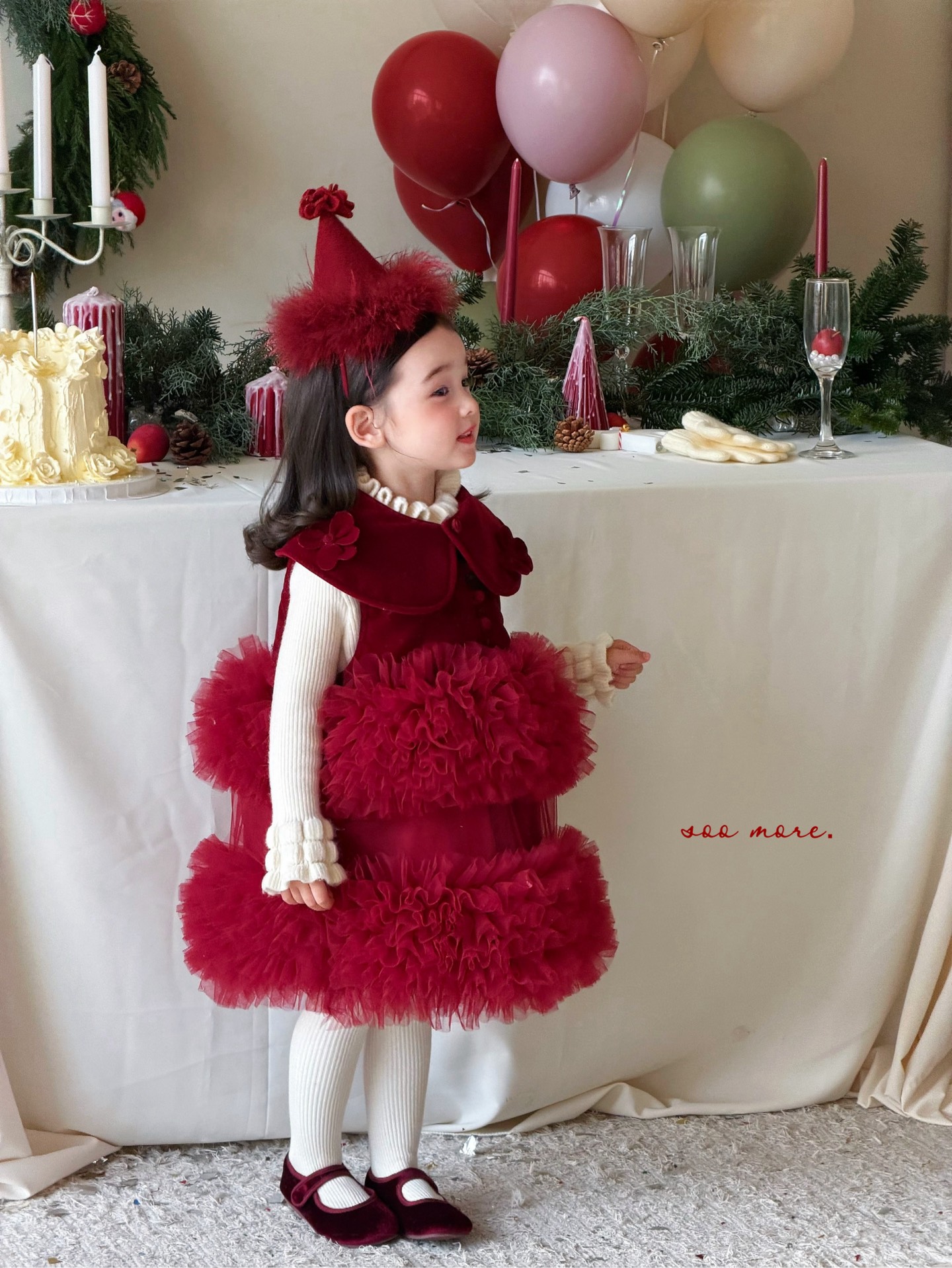 Bán theo set - Soo More Dresses Red Tutu Bloom Over + wool T