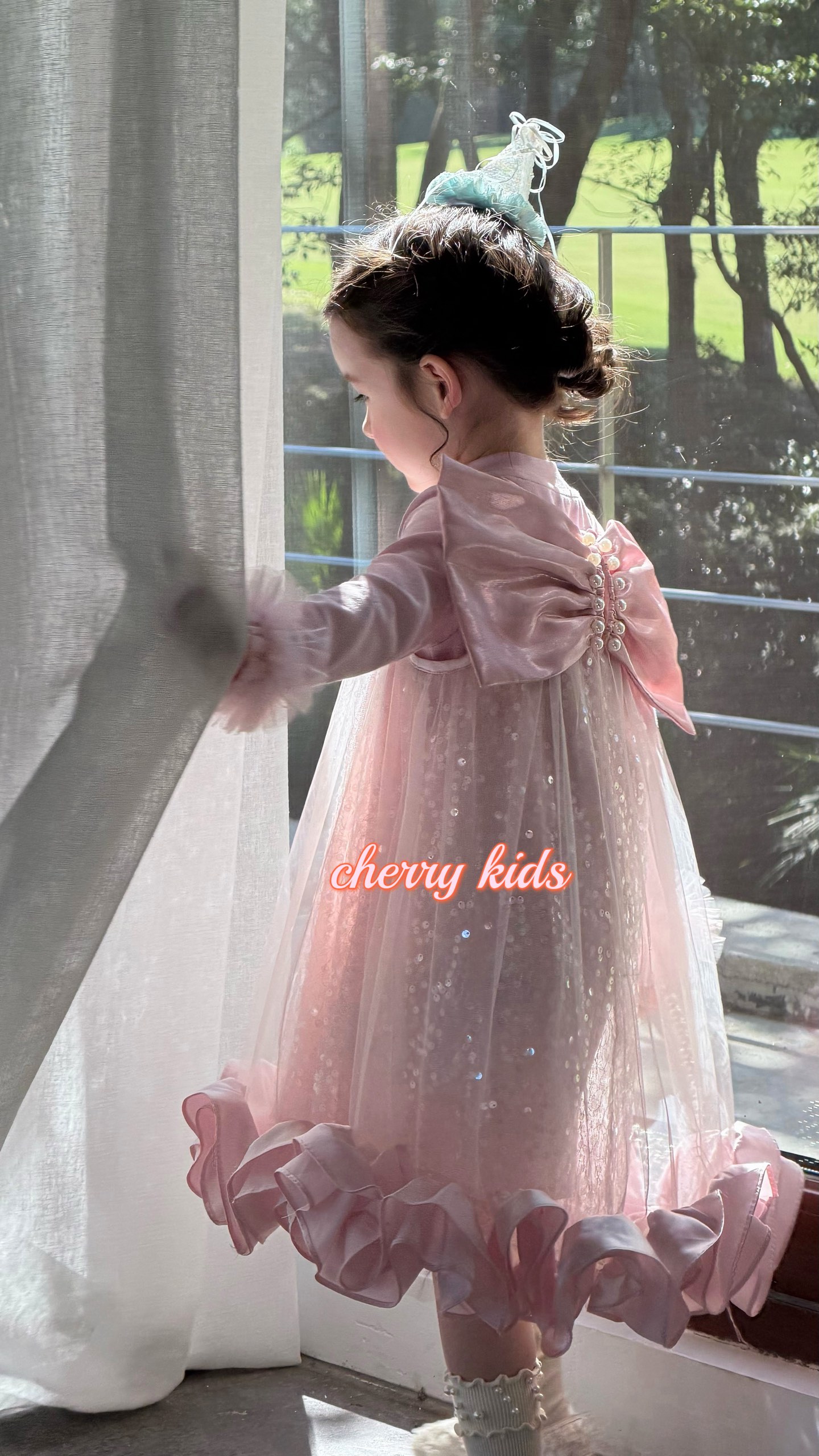 BTS Cherry Kids - Đầm hồng blink blink 7508