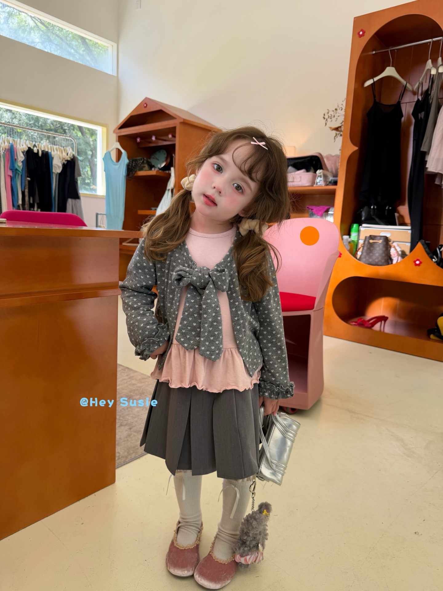 Hey Susie grey - Set2 áo xám hồng mix bèo 17535