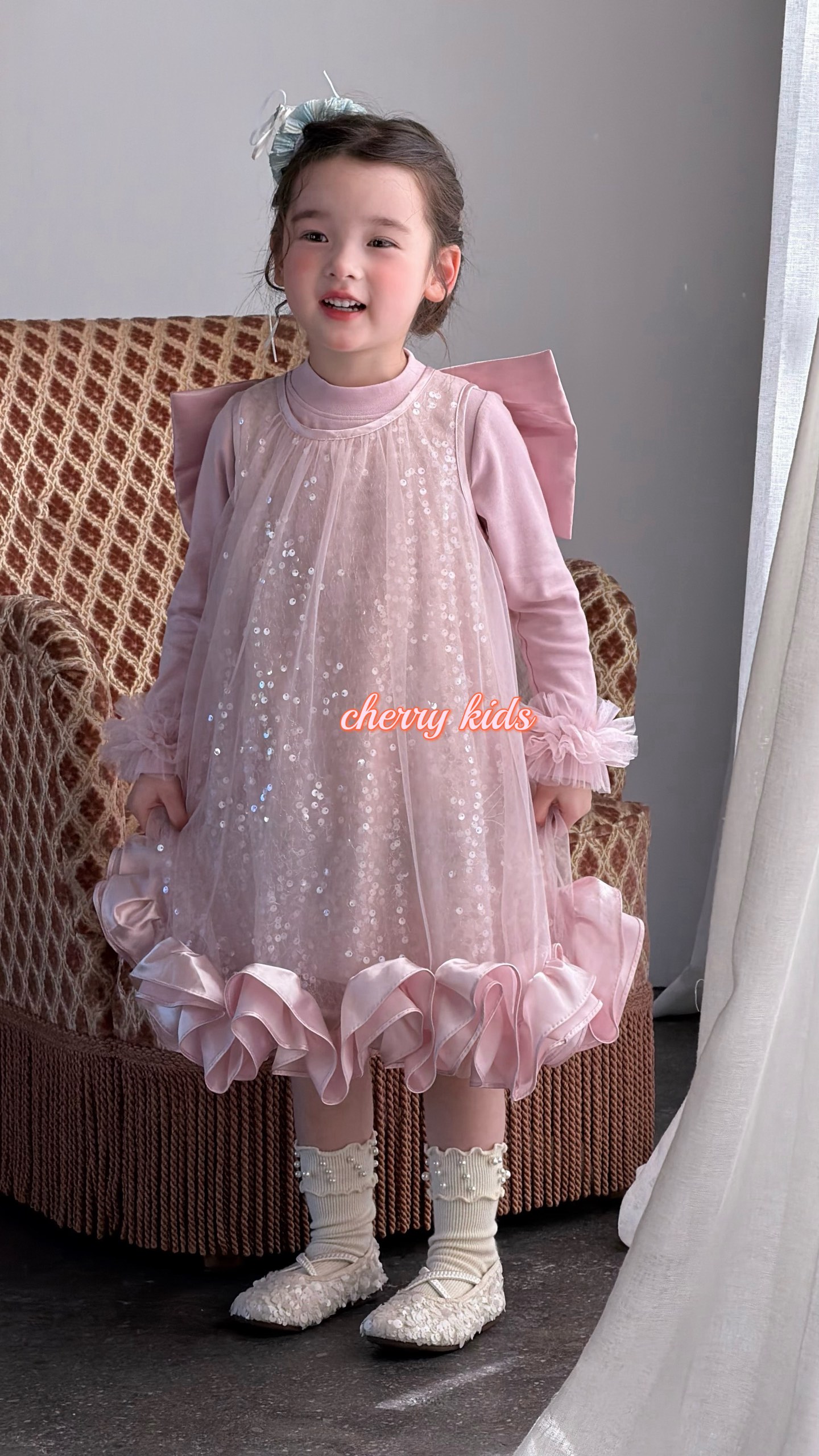 Cherry Kids - Đầm hồng blink blink