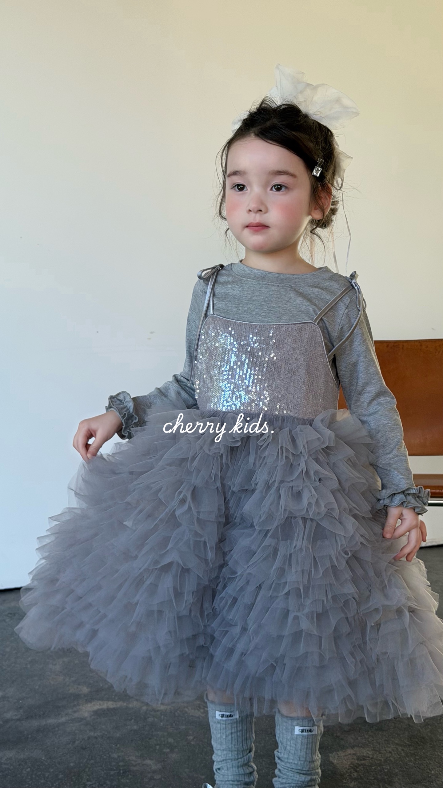 Cherry Kids - Đầm blink tutu xám