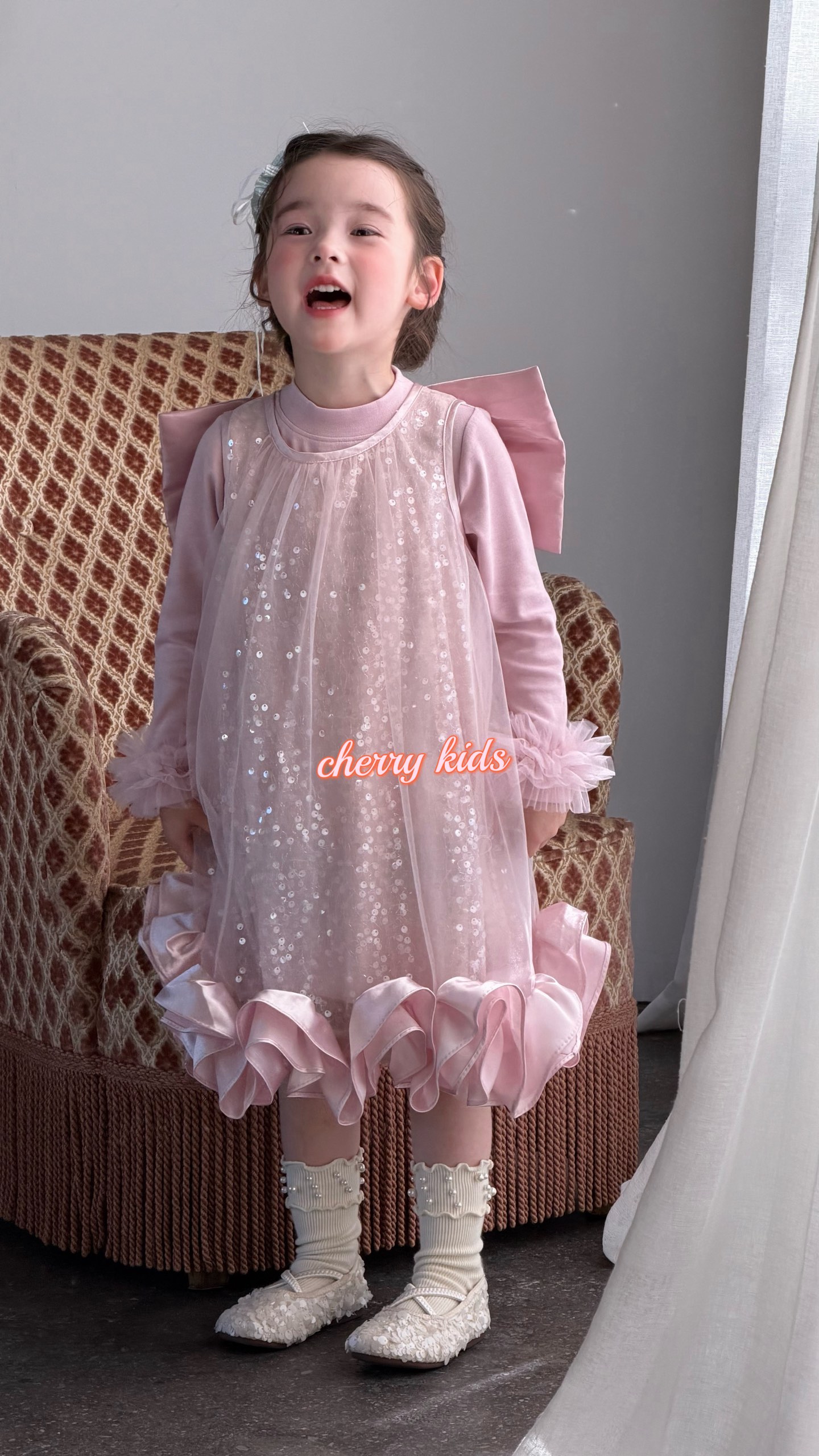 Cherry Kids - Đầm hồng blink blink