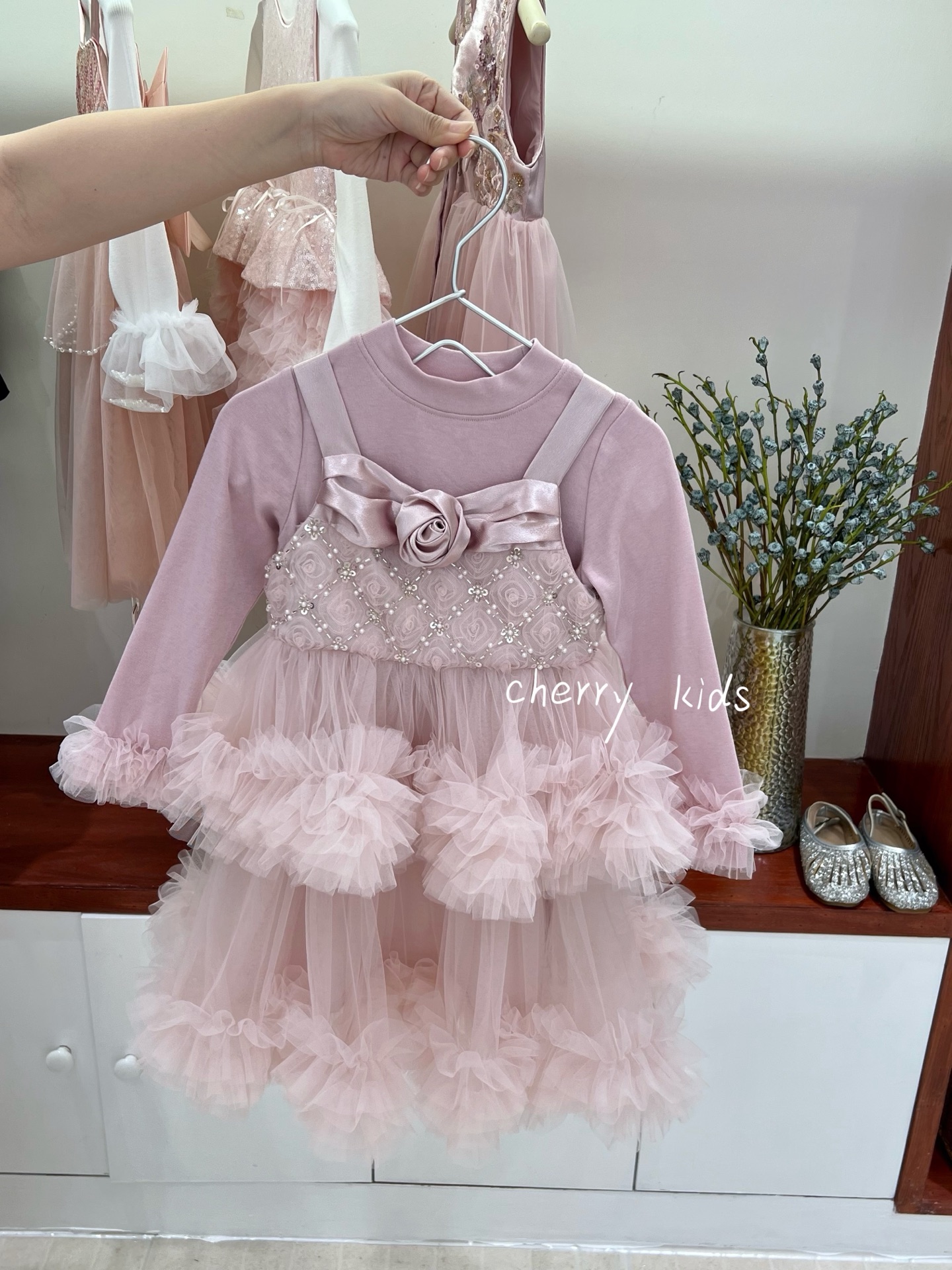 Cherry Kids - Áo giữ nhiệt tay tutu tím