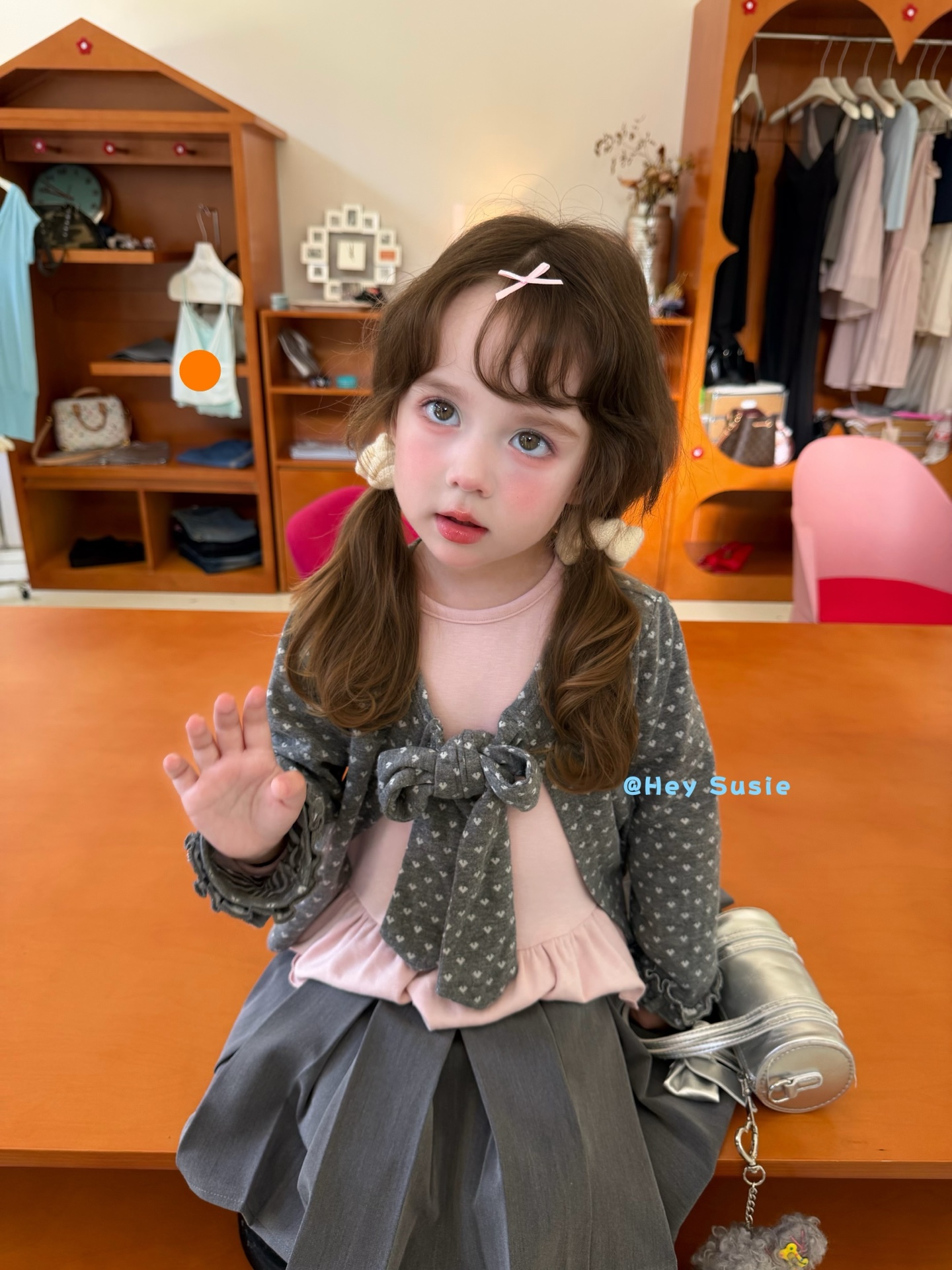 Hey Susie grey - Set2 áo xám hồng mix bèo 17535