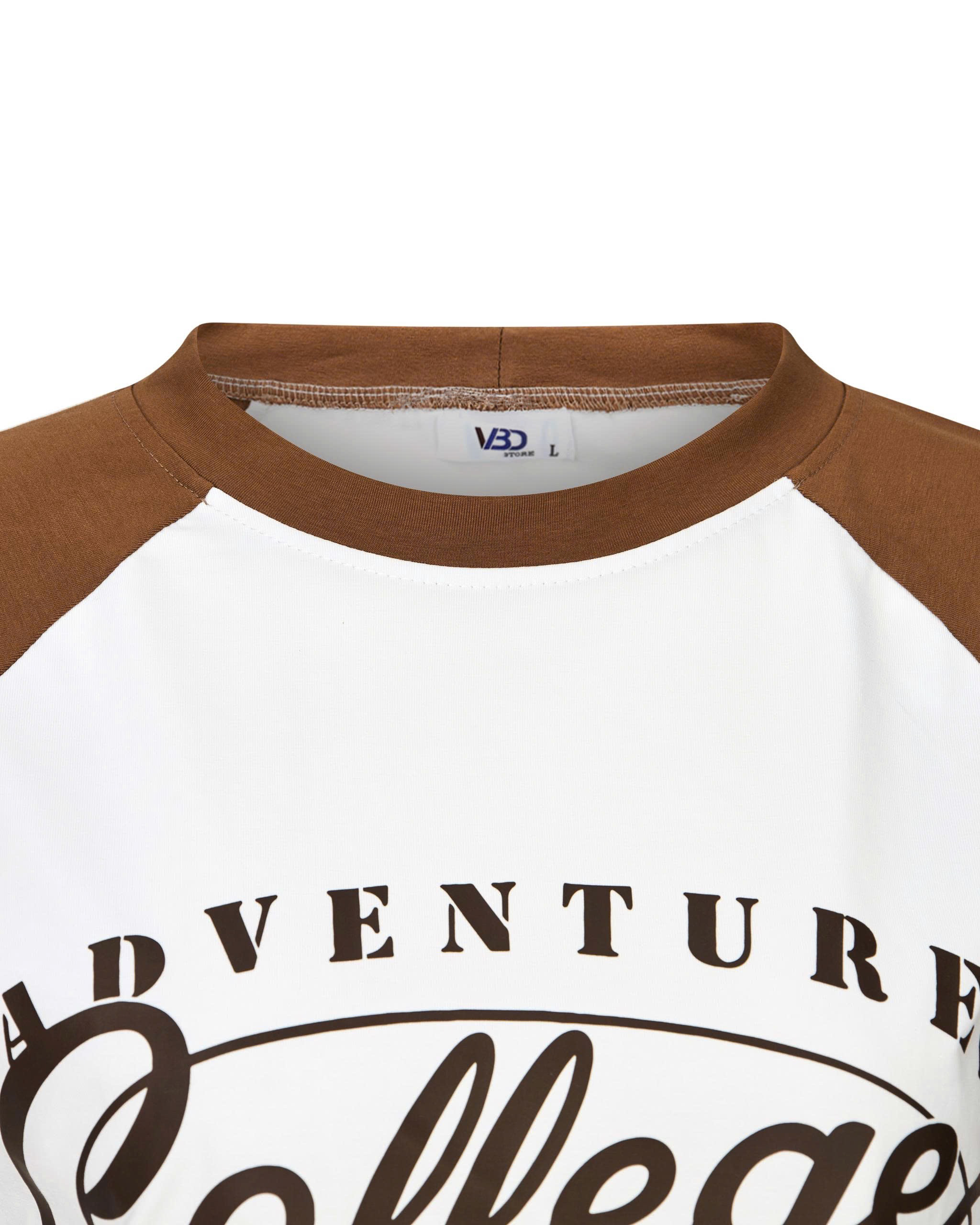 Cận cổ tròn phối nâu và đường ráp tay raglan áo V-AK120