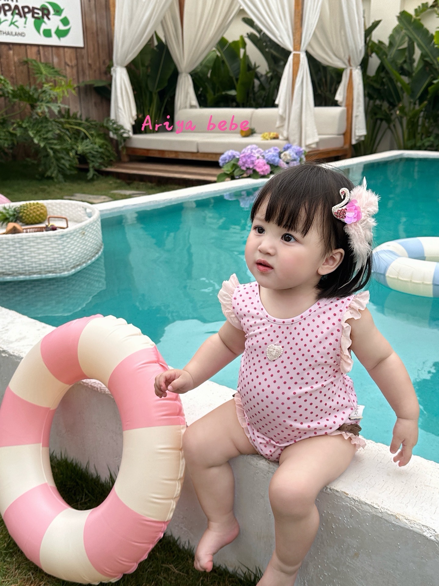 suit bơi hồng chấm bi ariya