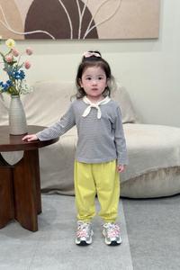 Bộ dài quần dài bé gái không cổ in hình