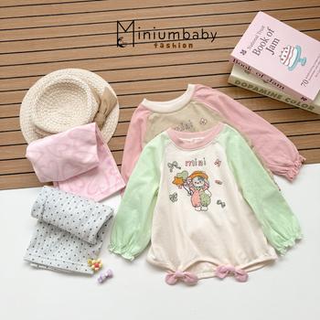 Bộ dài quần dài bé gái không cổ in hình