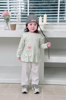 Bộ cộc quần dài bé gái không cổ in hình