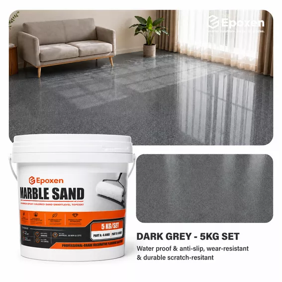 Product image - 5KG Epoxen Marble Sand Dark Grey Epoxy Resin