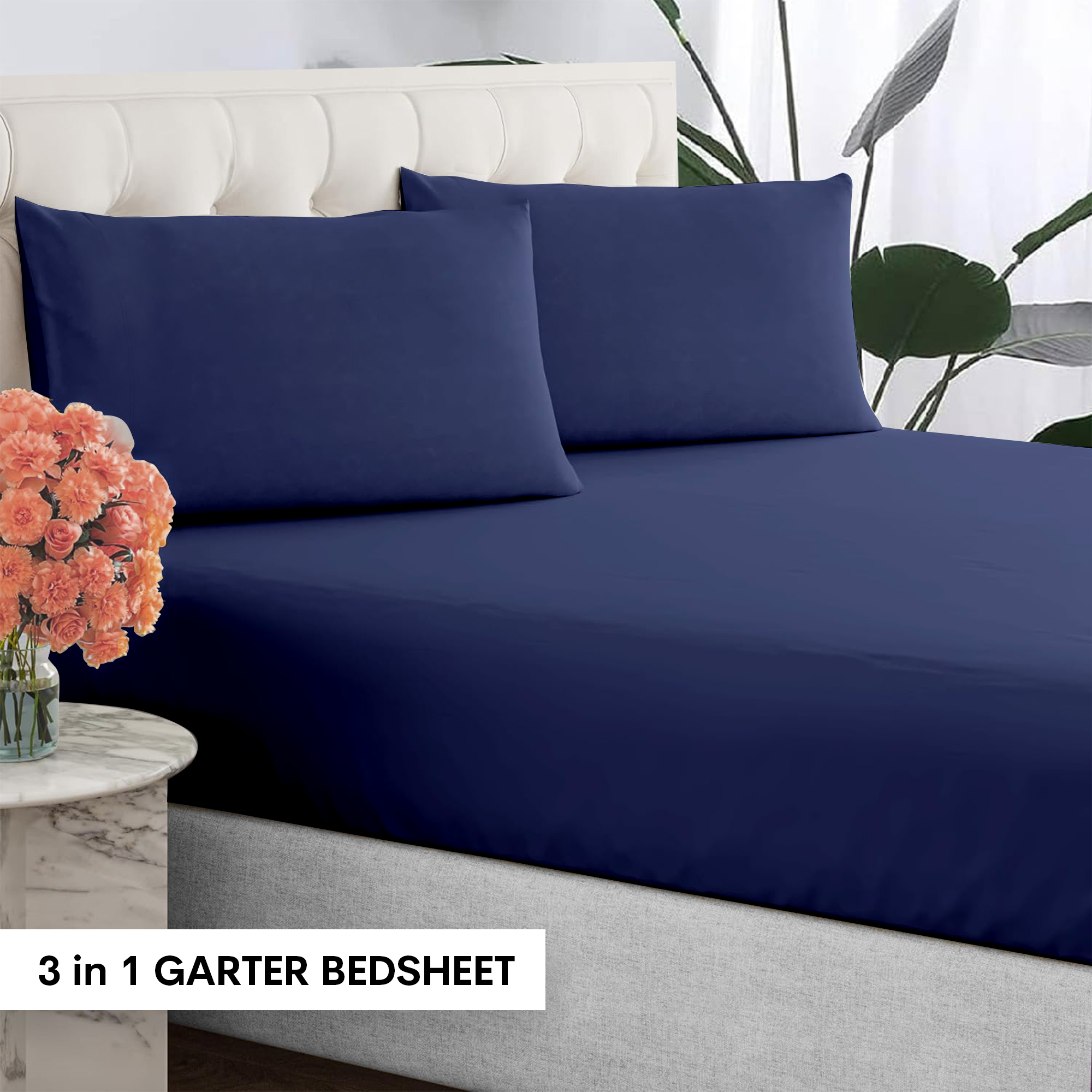 Fully Garterized 3in1 Bedsheet ( 2 pillowcases 1 Fitted Sheet)