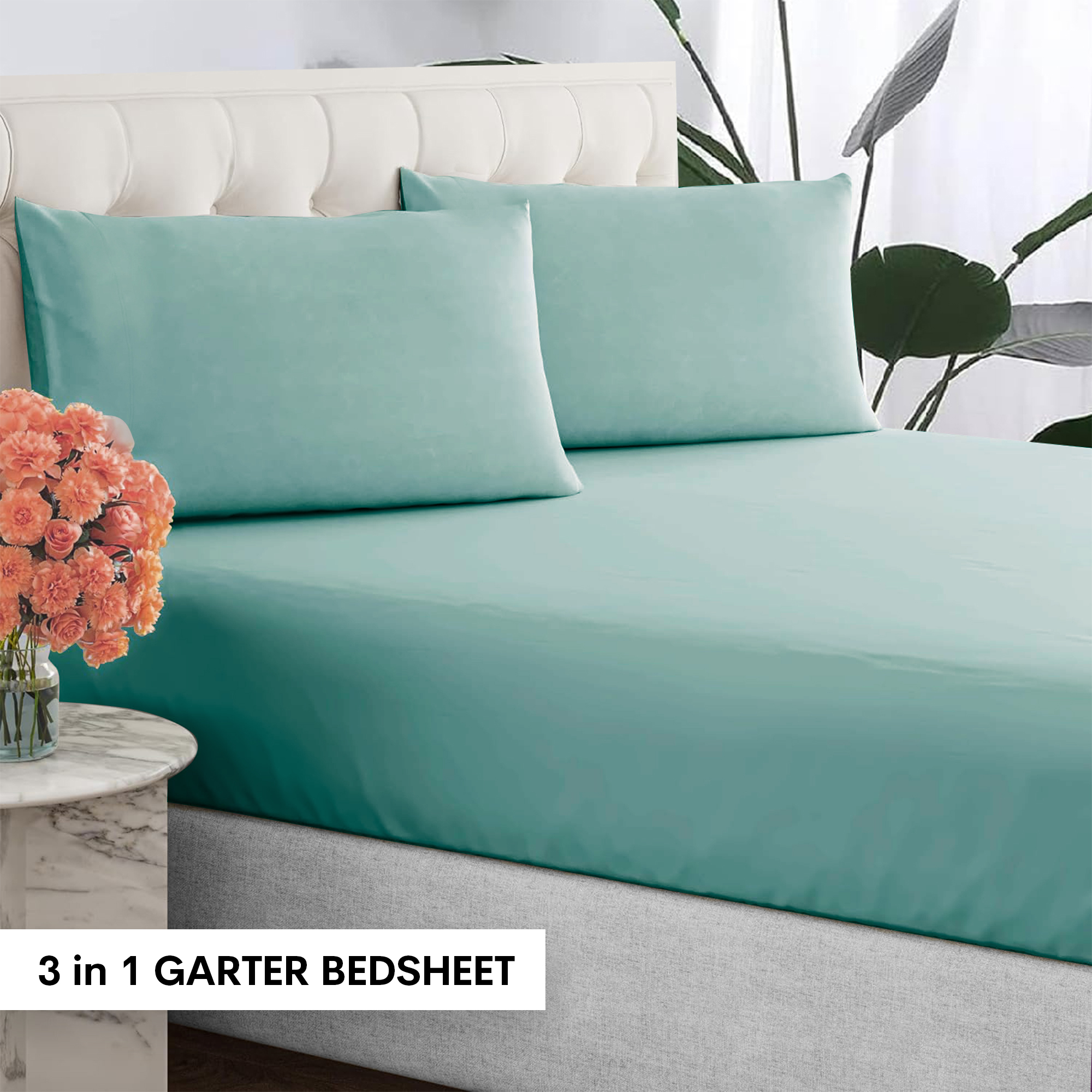 Fully Garterized 3in1 Bedsheet ( 2 pillowcases 1 Fitted Sheet)