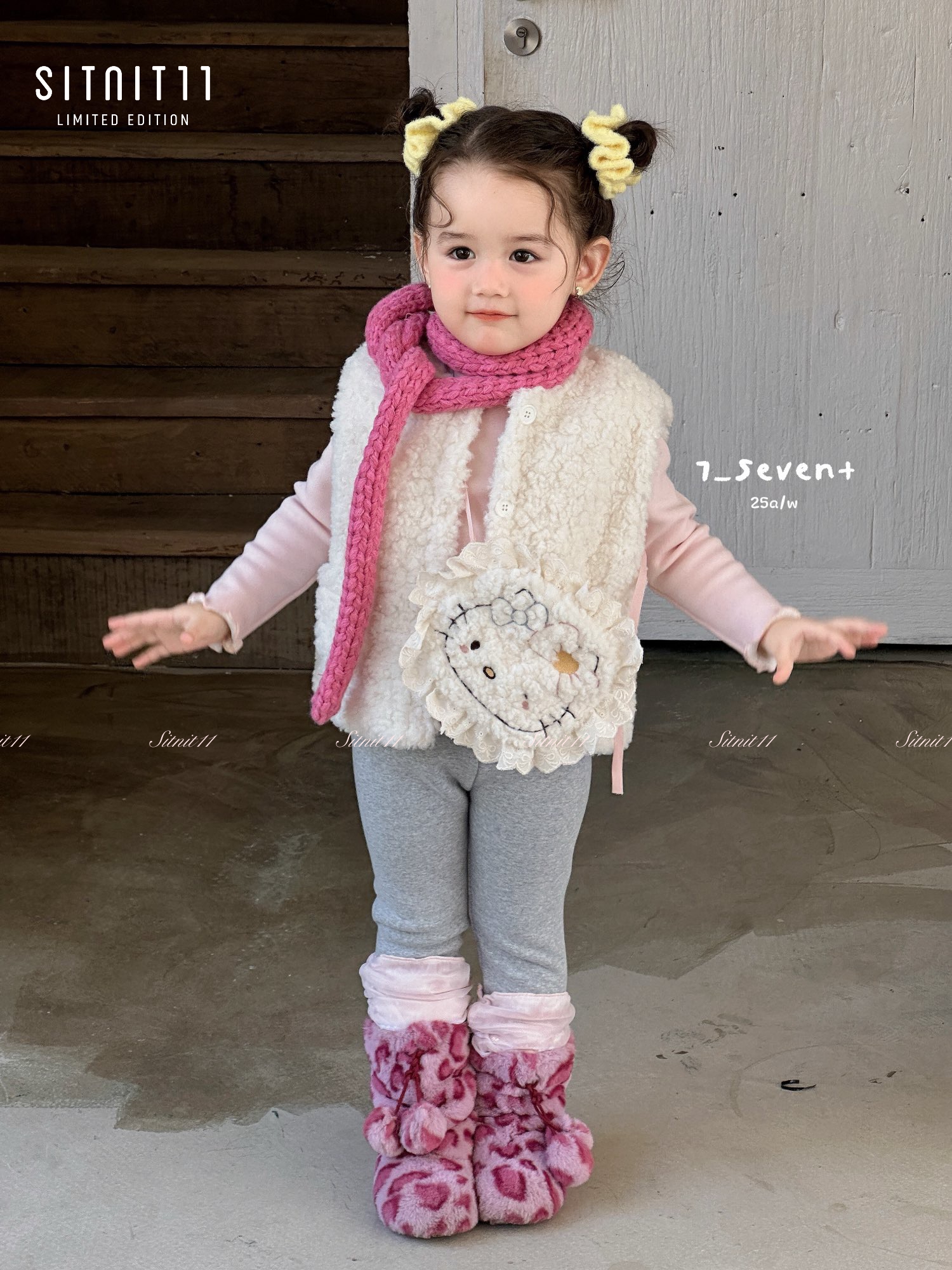 Áo khoác Vest lông cừu 7-seven kèm túi