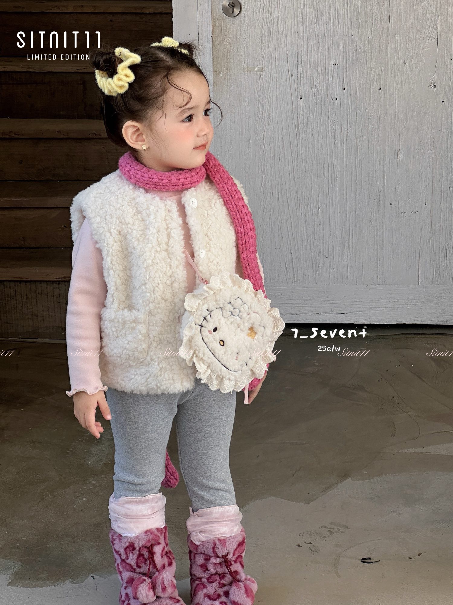 Áo khoác Vest lông cừu 7-seven kèm túi