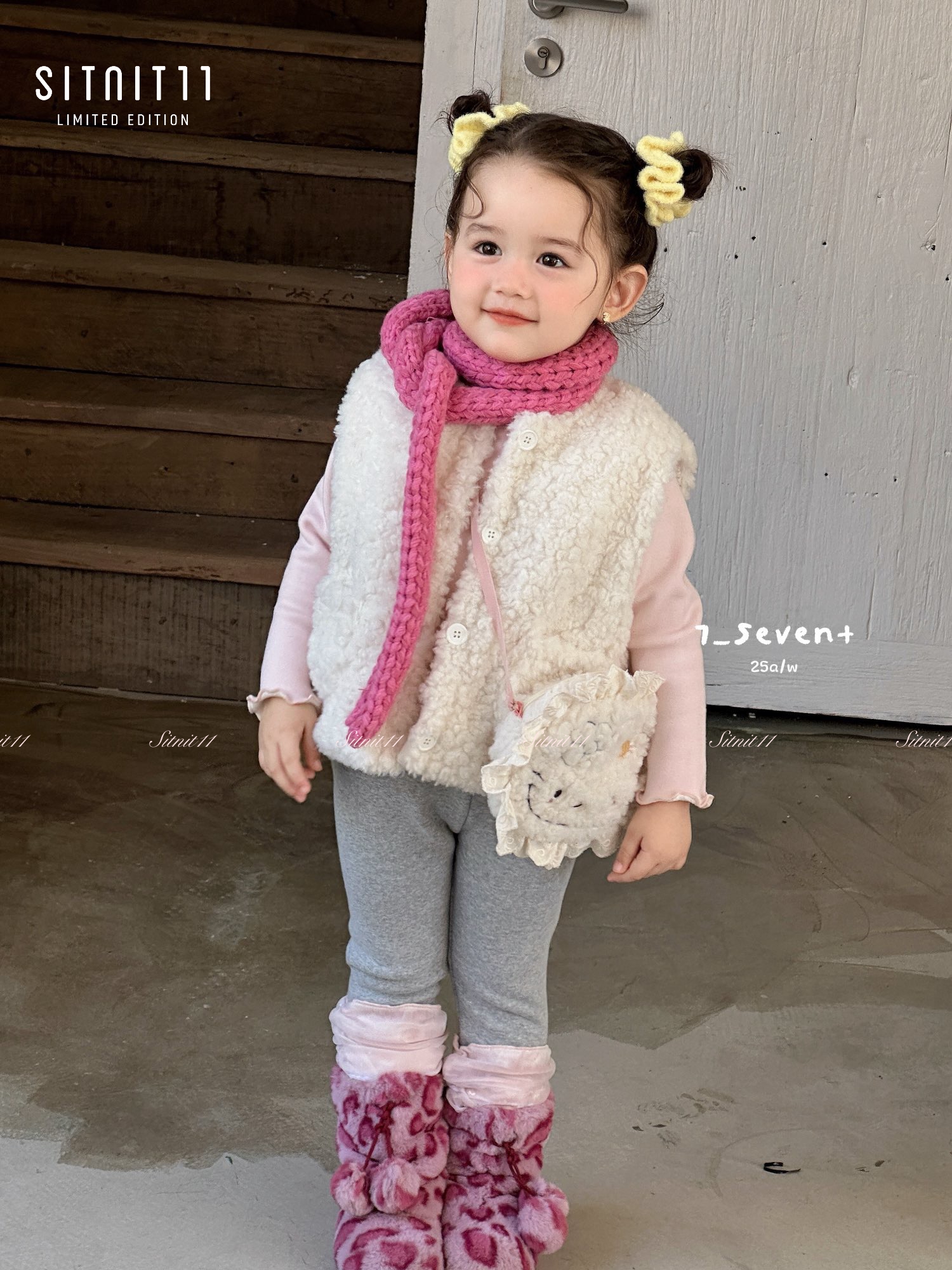 Áo khoác Vest lông cừu 7-seven kèm túi