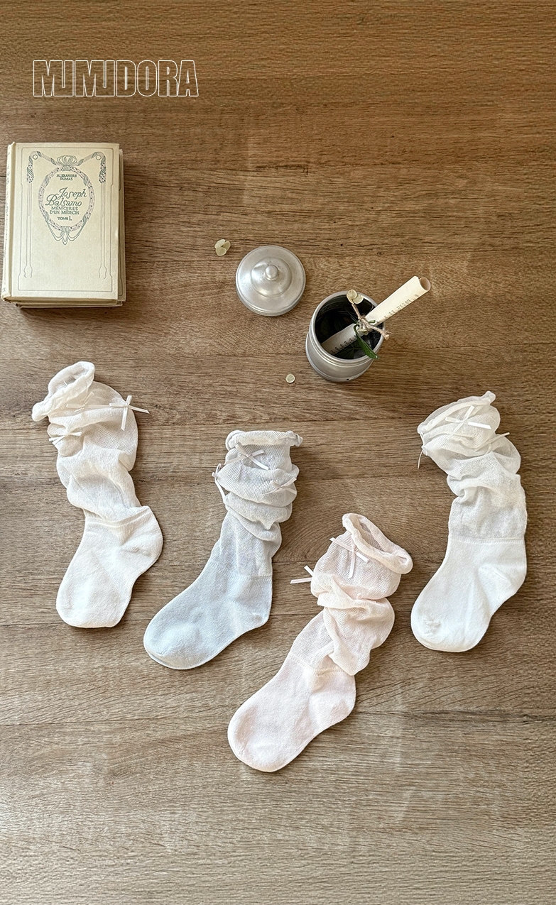 Set 4 Tất vớ hè Laibo thoáng khí nơ mảnh 5398