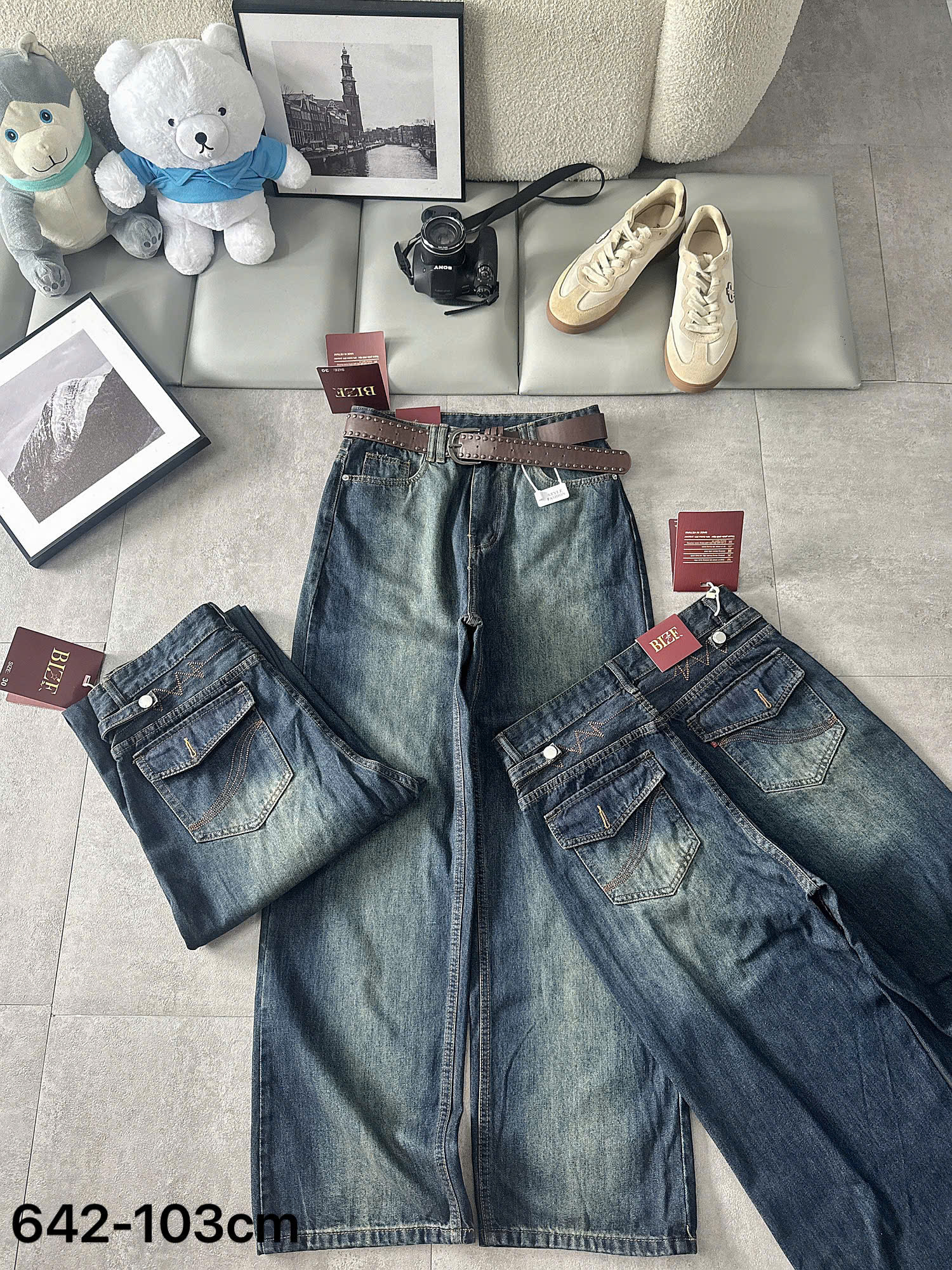 Quần jean T-QJ642i - bề mặt jean và đường may