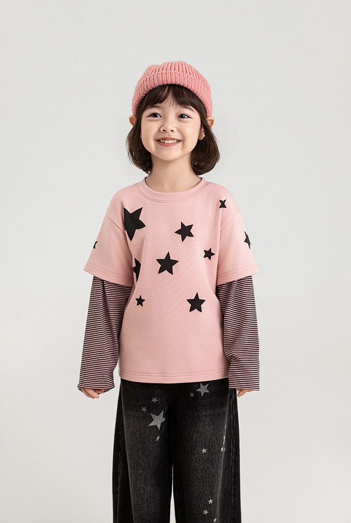 Áo thun nối tay YOYO 6373 star hồng