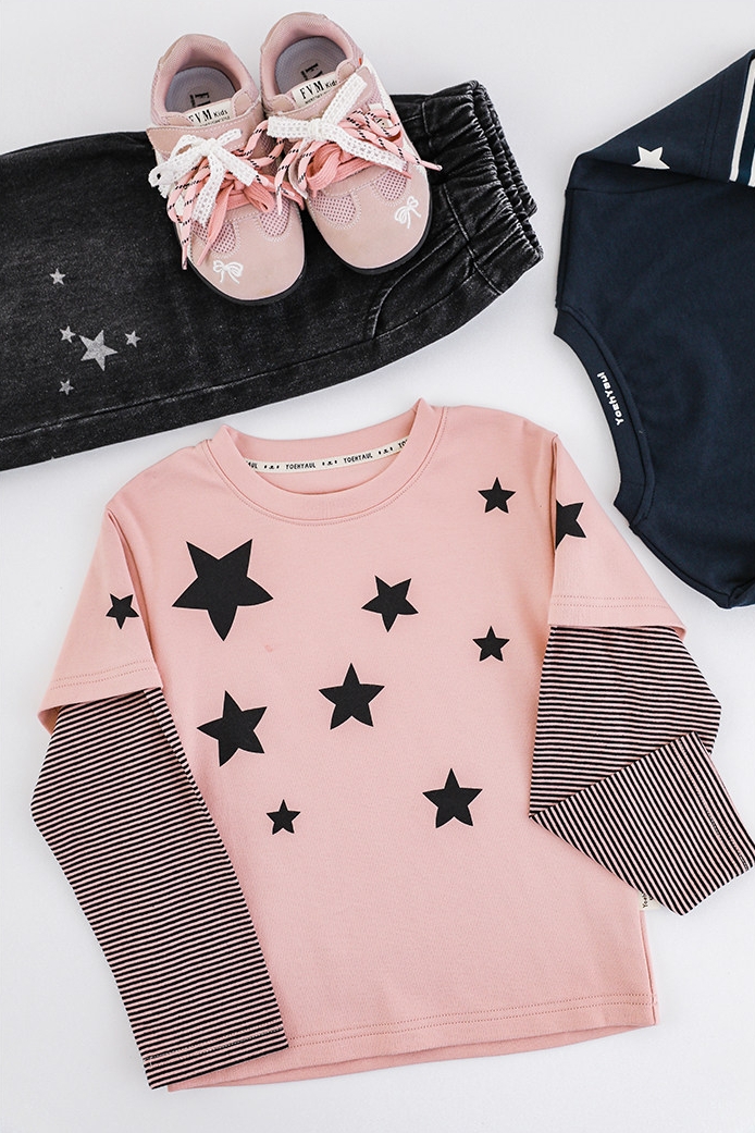 Áo thun nối tay YOYO 6373 star hồng