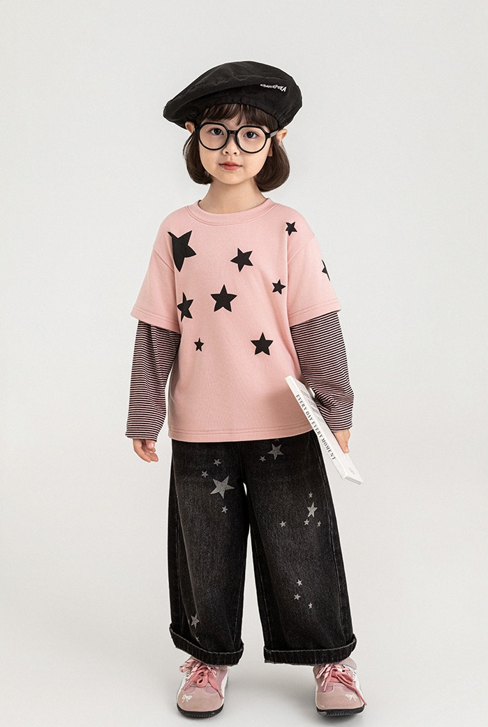 Áo thun nối tay YOYO 6373 star hồng