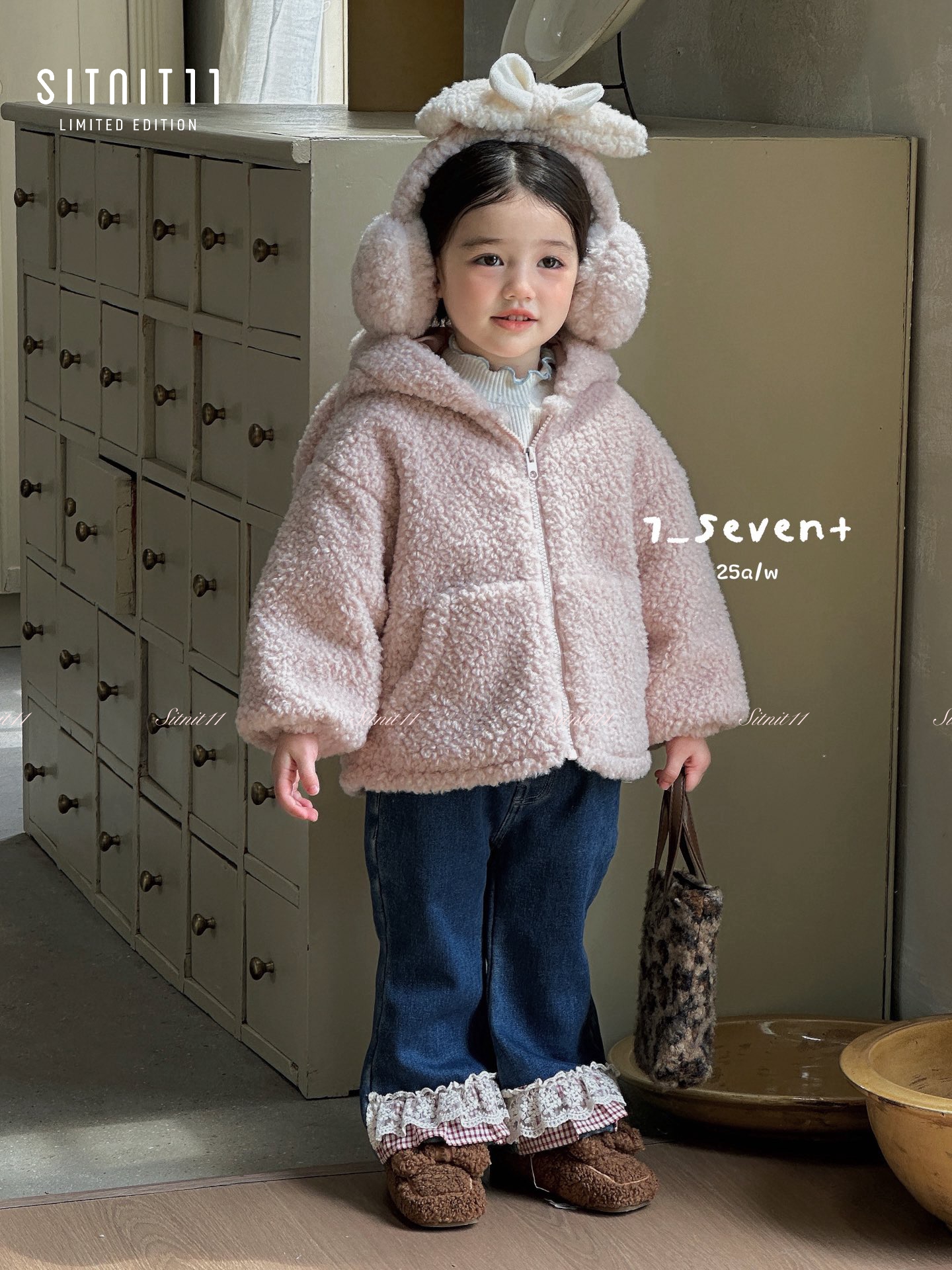 Áo khoác bông bông 7-seven Douyin + Balo cutie
